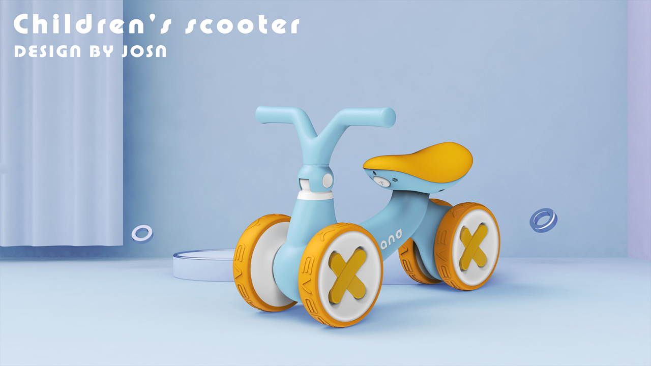 Infant child，Children's products，Taxi，Toys，swing car，Balance car，Render，Children's car，