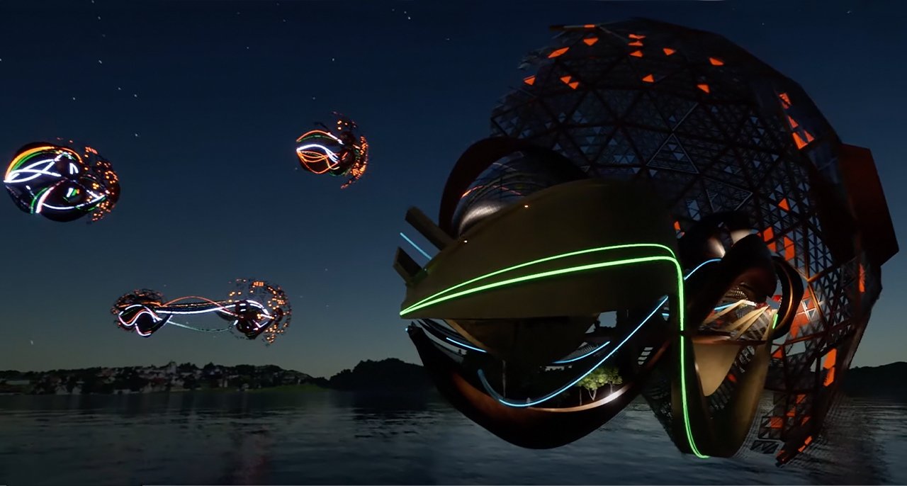 Architectural design，industrial design，Sense of future，float，