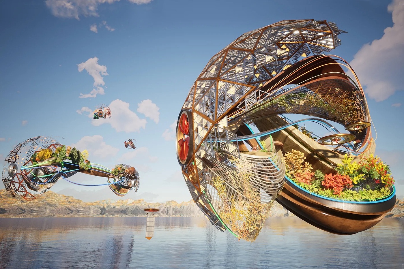 Architectural design，industrial design，Sense of future，float，