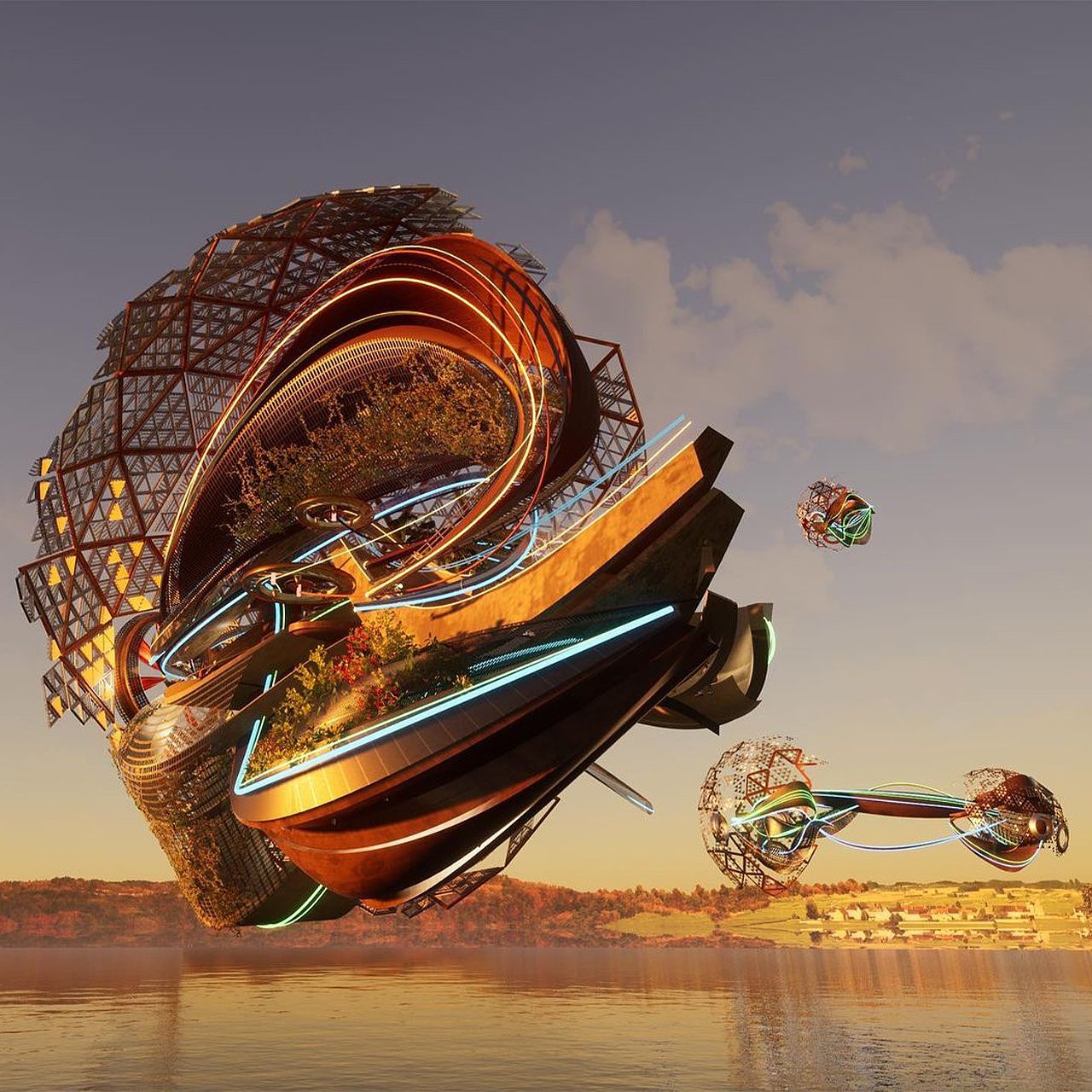 Architectural design，industrial design，Sense of future，float，