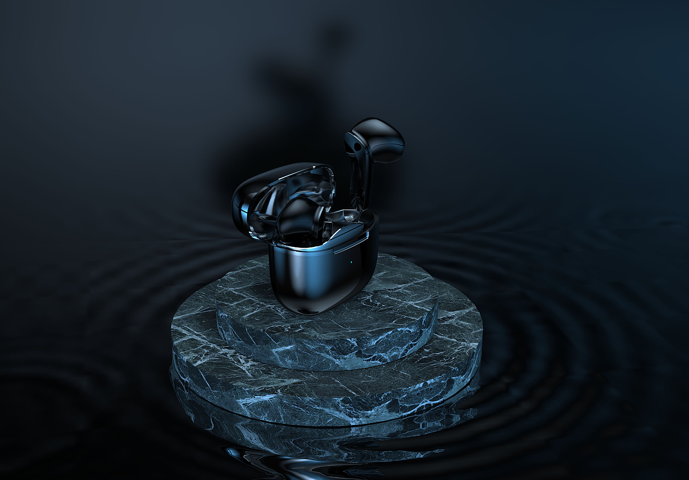 A set of working Bluetooth headset rendered pictures have been listed，
