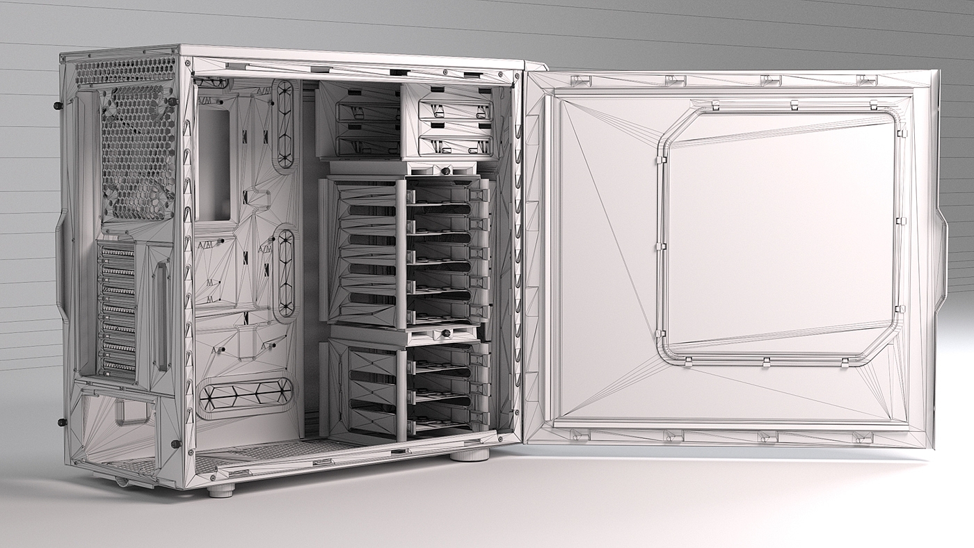 主机箱，分层设计，R4三维产品渲染，电脑，
