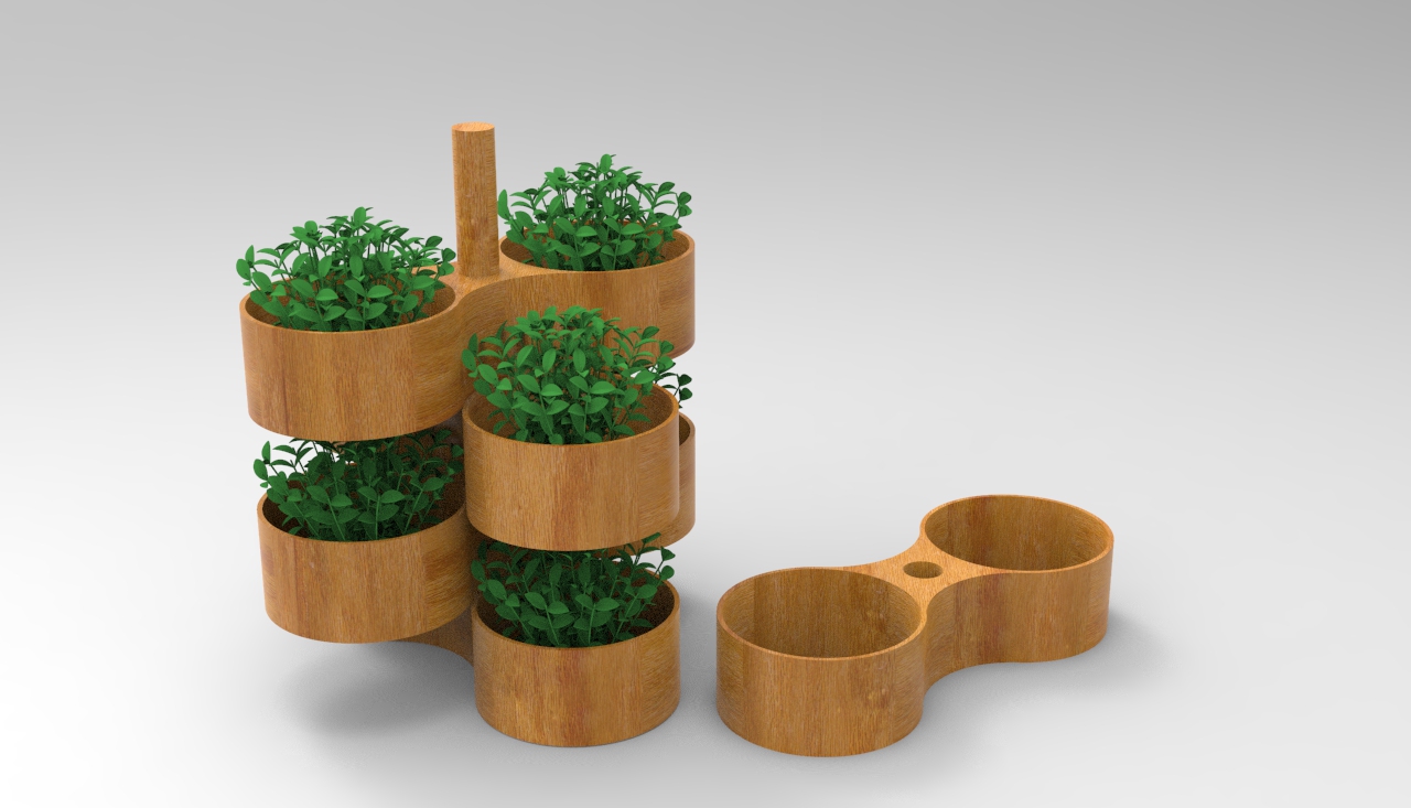 Small potted plants, space utilization, beautifying the environment, combined wood，