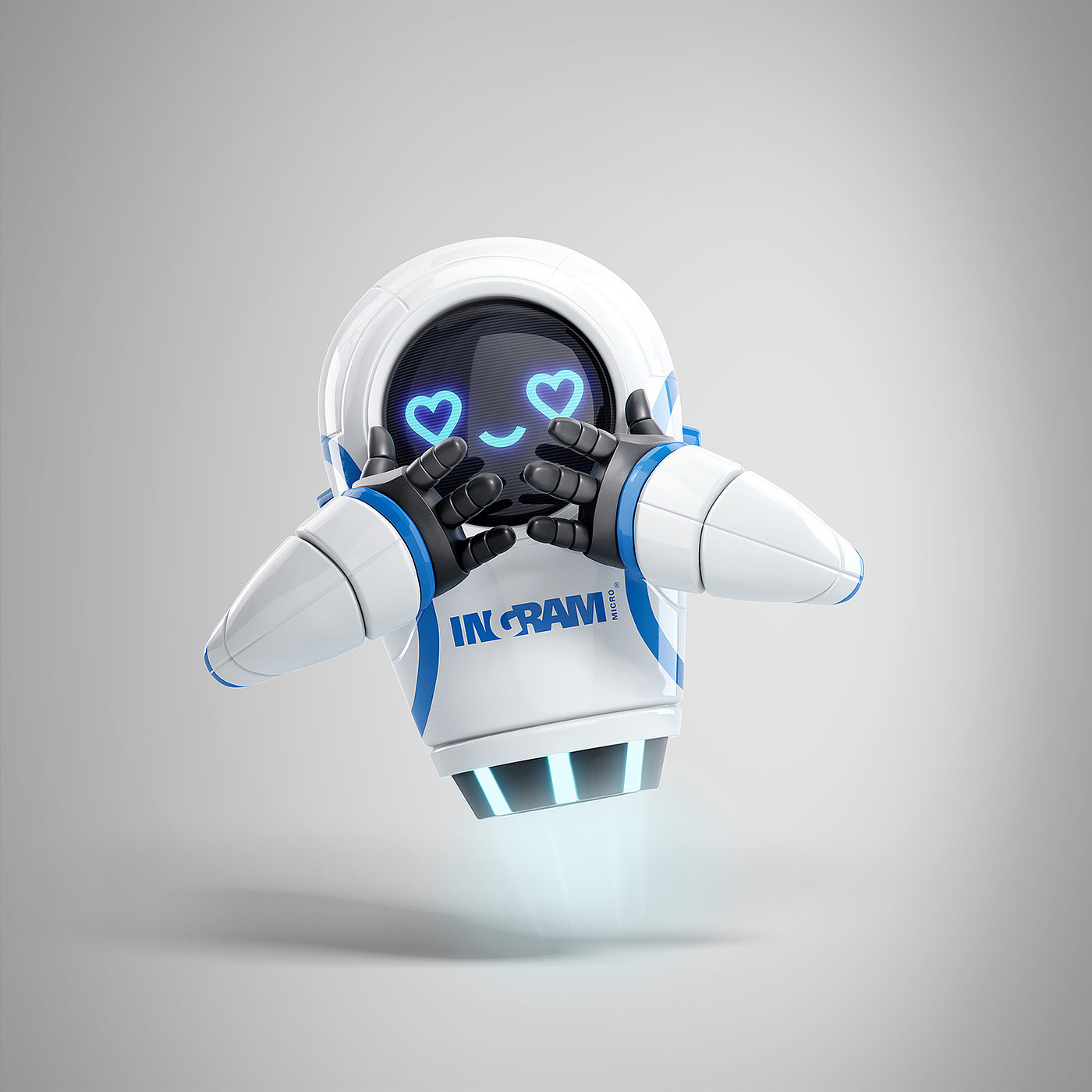 robot，adorable，personality，Blue white black，