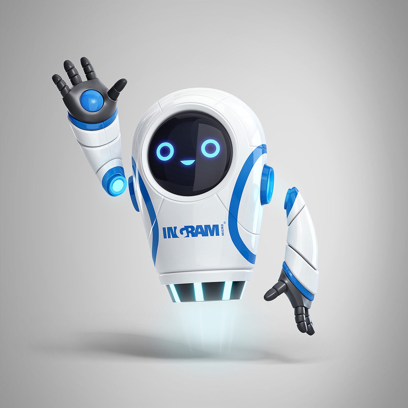 robot，adorable，personality，Blue white black，