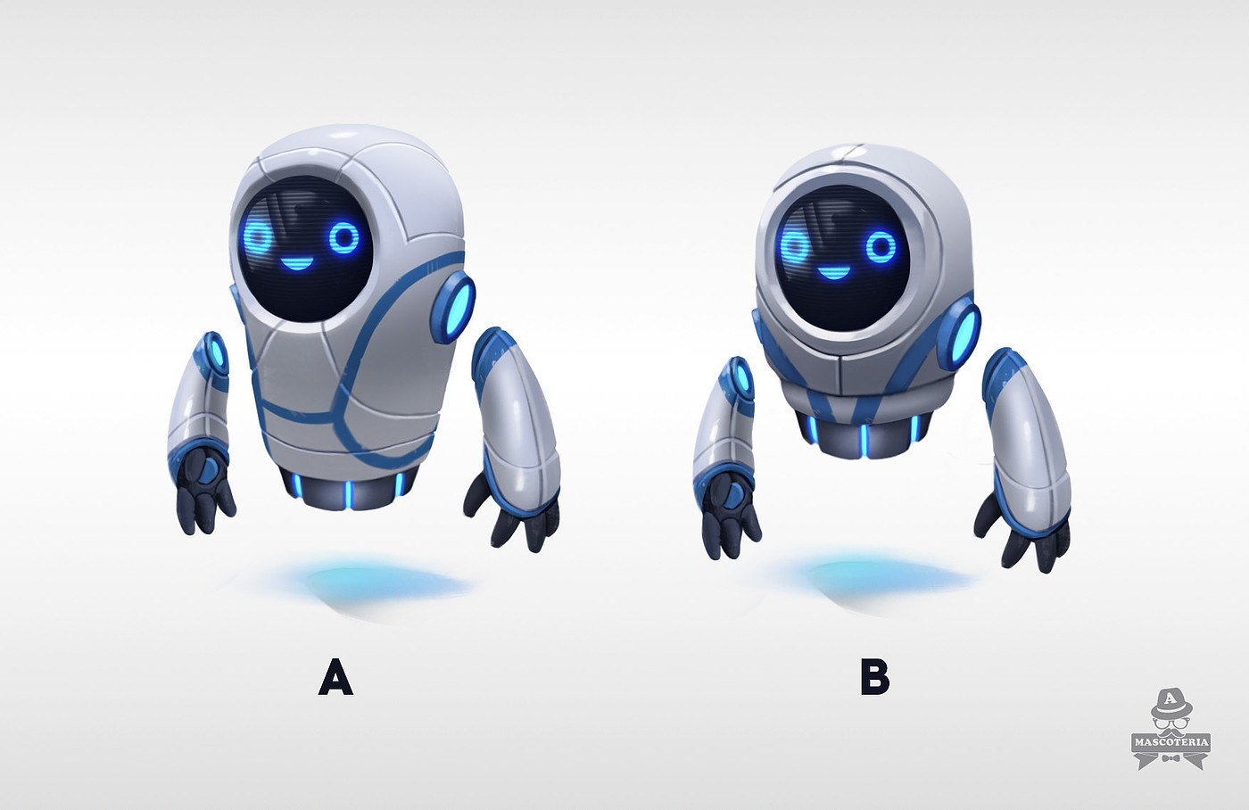 robot，adorable，personality，Blue white black，