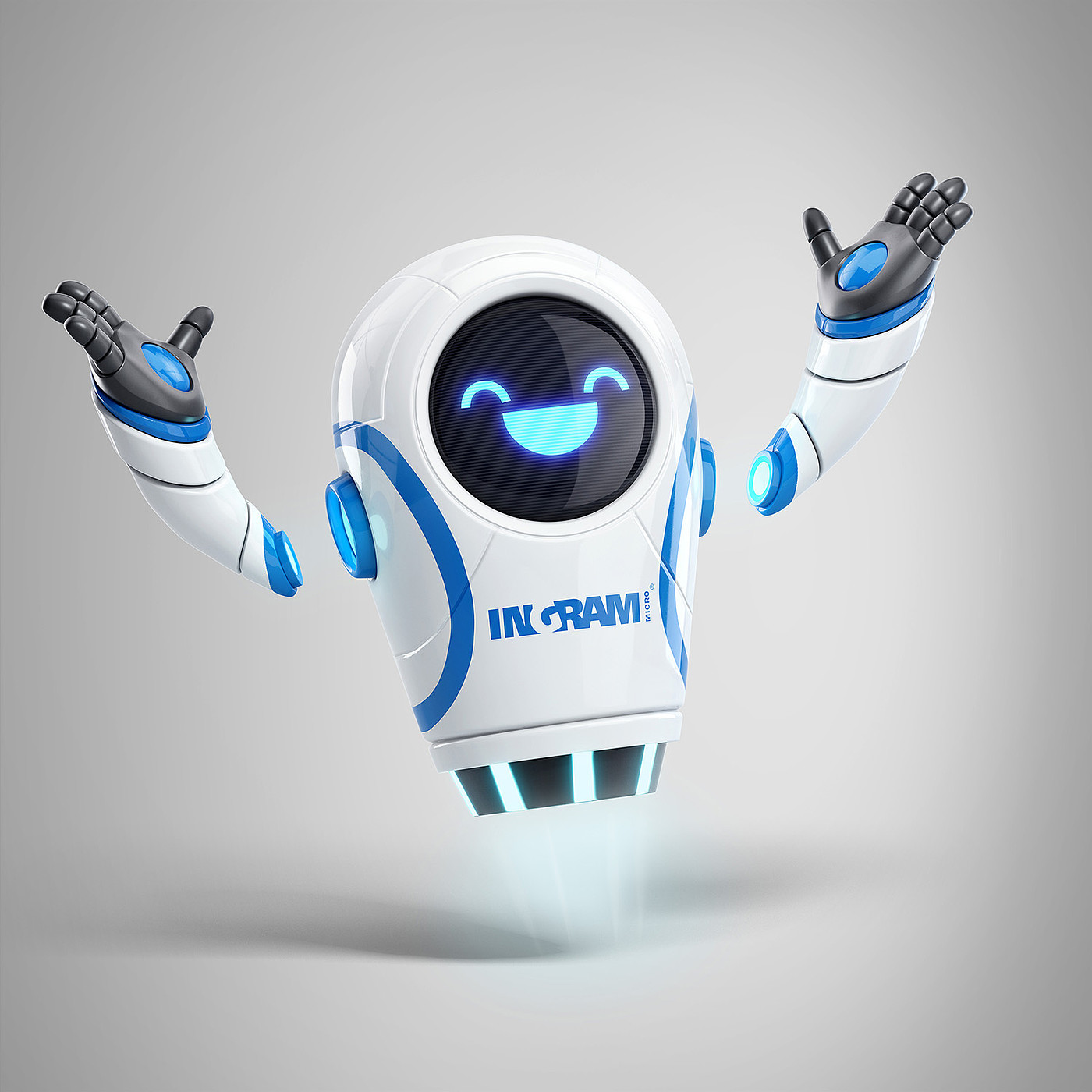 robot，adorable，personality，Blue white black，