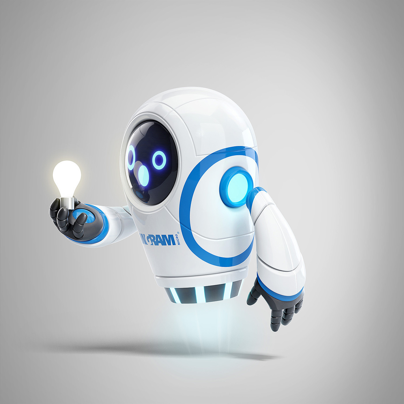 robot，adorable，personality，Blue white black，