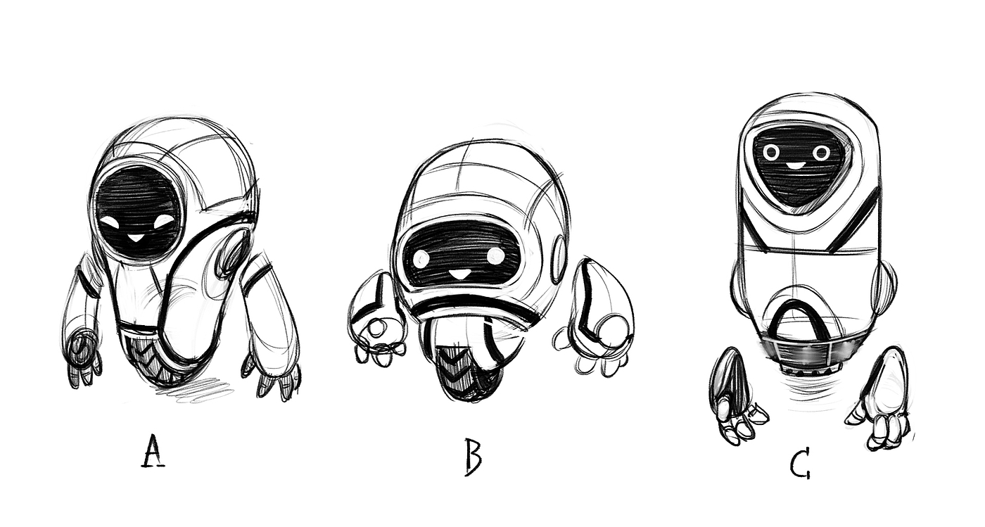robot，adorable，personality，Blue white black，