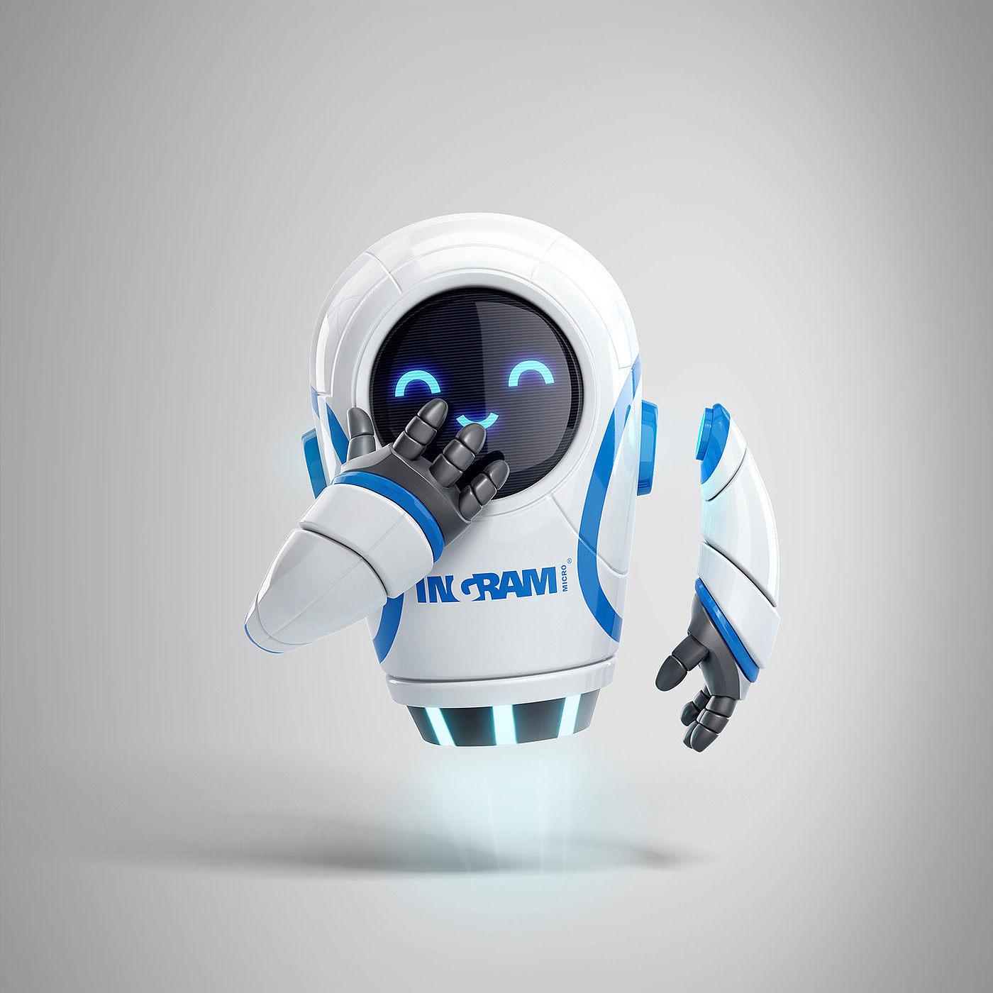 robot，adorable，personality，Blue white black，