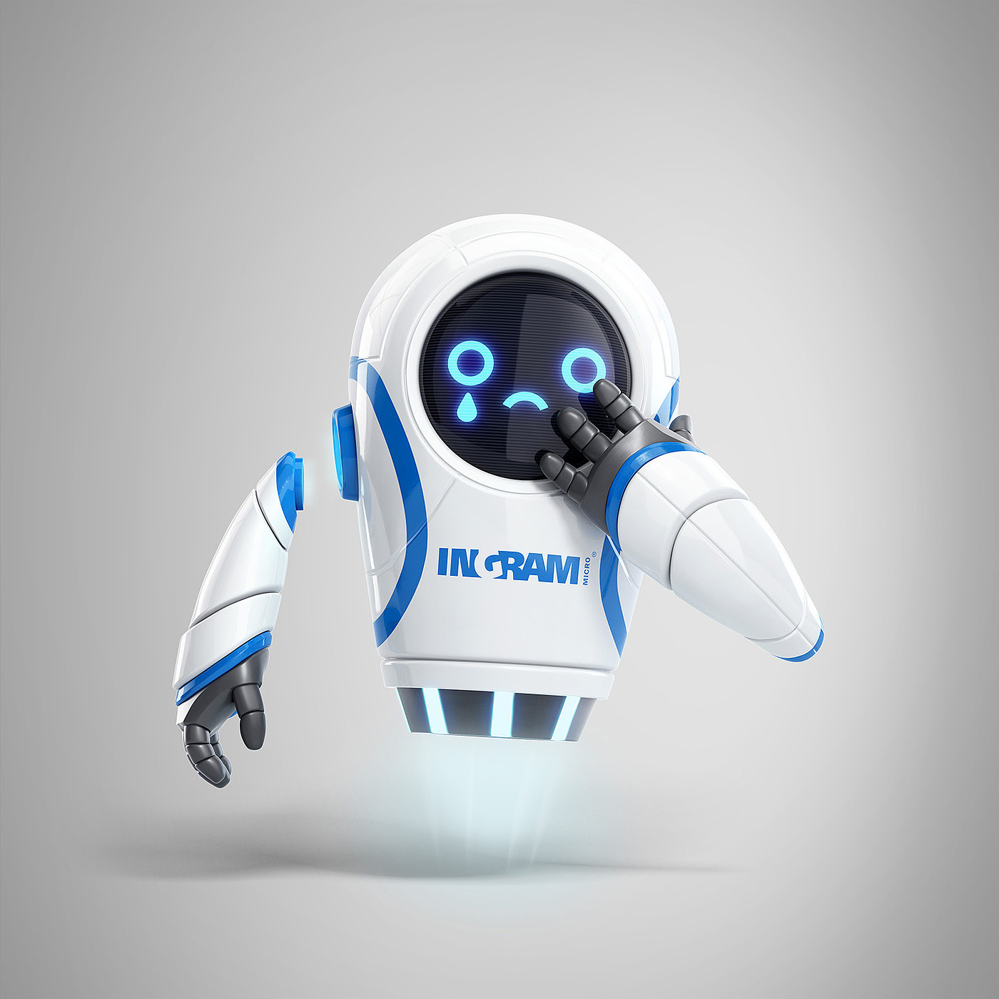 robot，adorable，personality，Blue white black，
