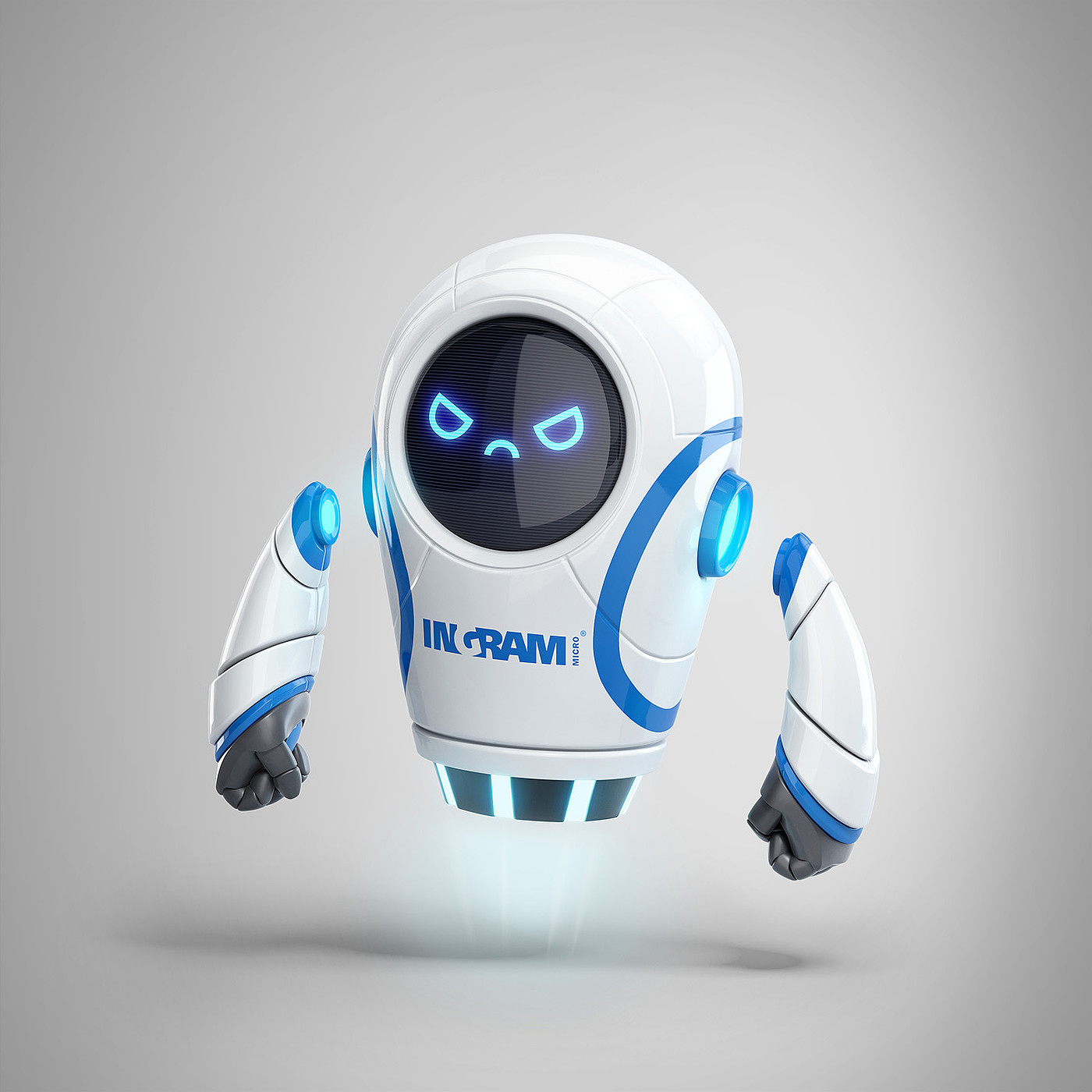robot，adorable，personality，Blue white black，