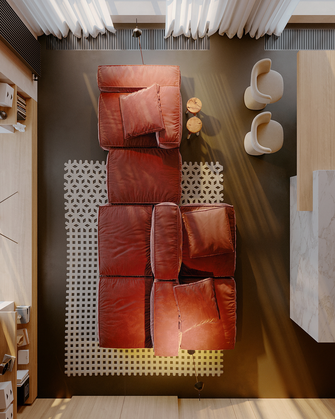 sofa，a living room，space design ，