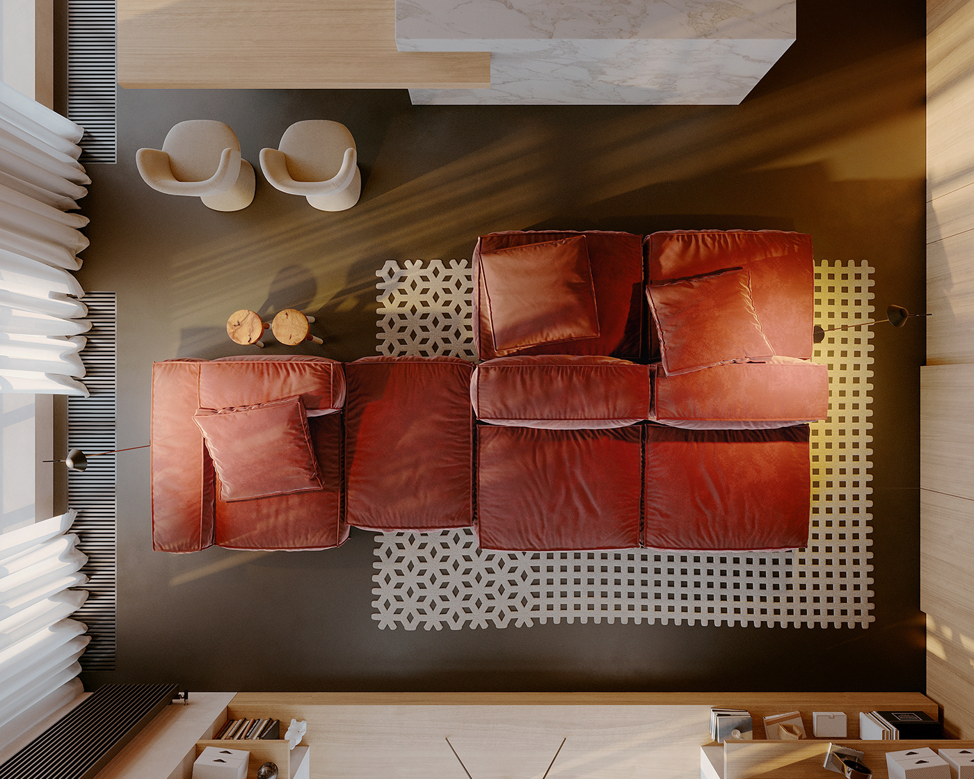 sofa，a living room，space design ，