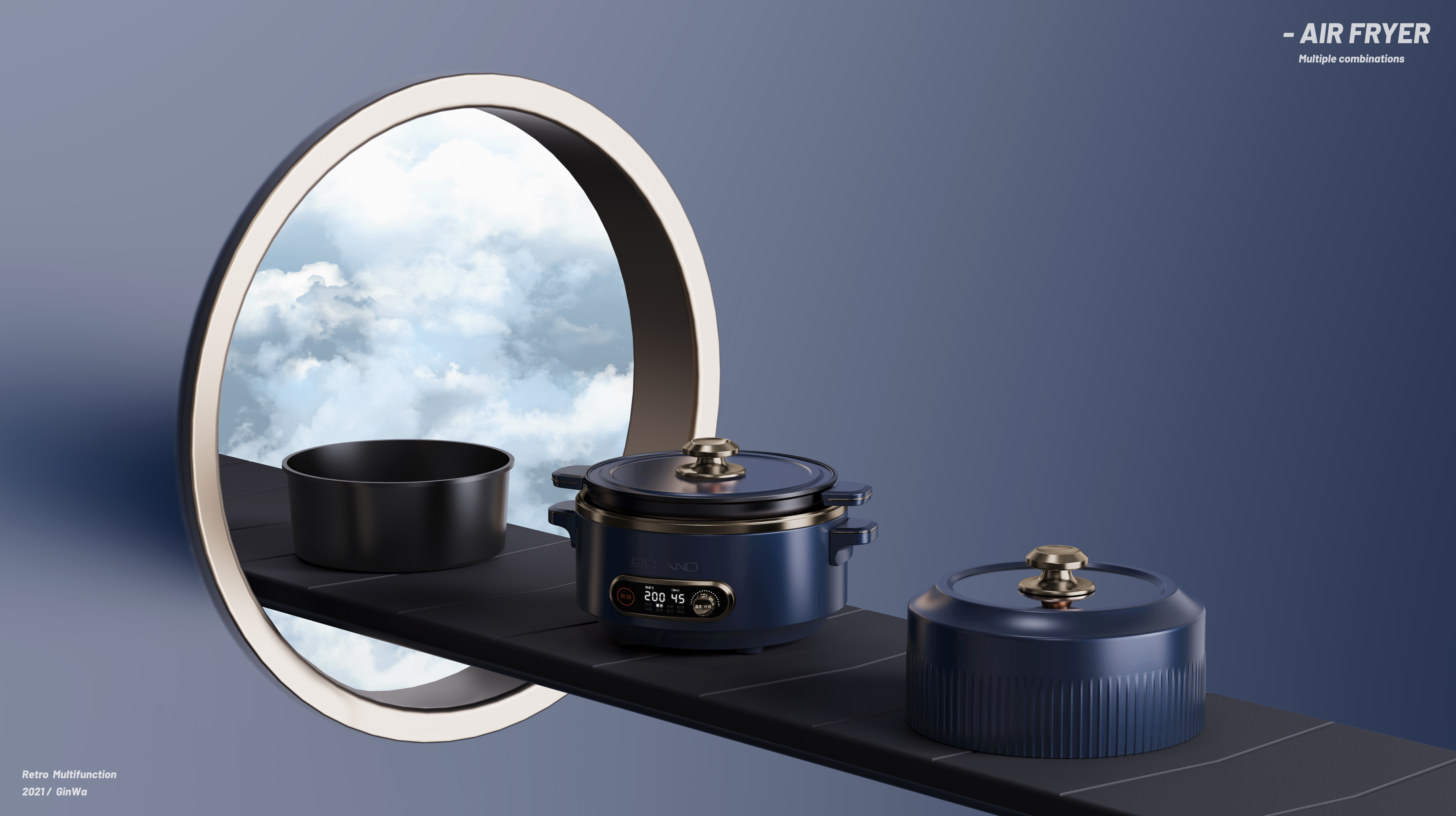 Electric Hot pot，small home appliances，concise，Light luxury，Retro，multi-function，Air fryer，product design，