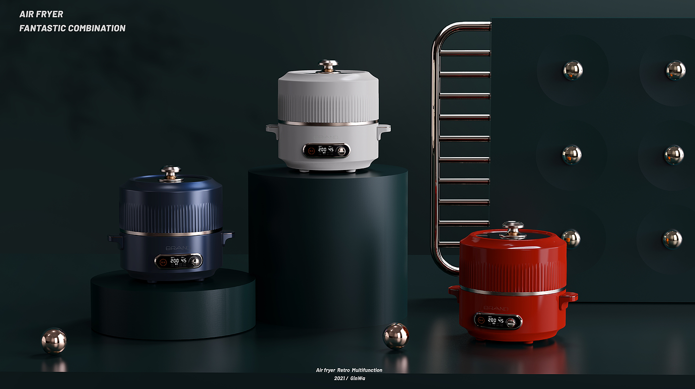 Electric Hot pot，small home appliances，concise，Light luxury，Retro，multi-function，Air fryer，product design，