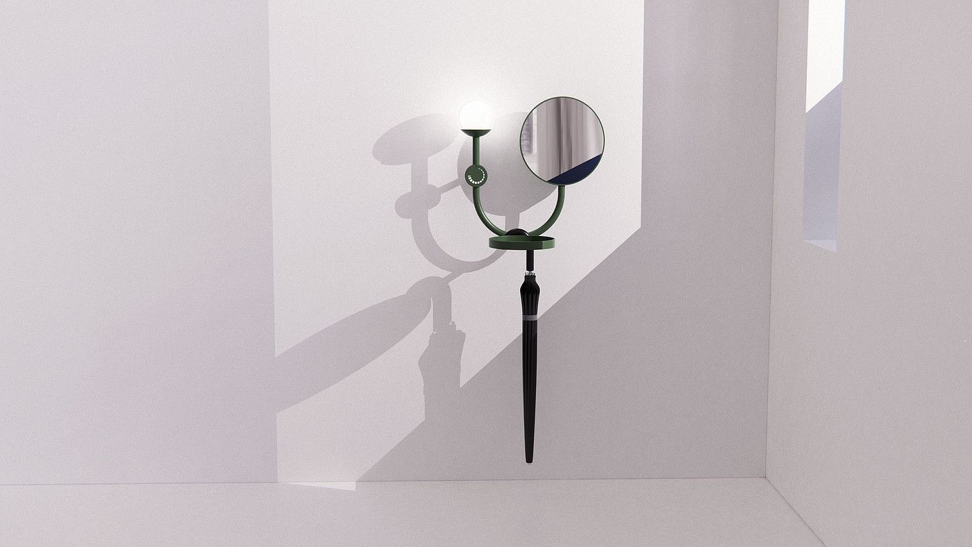 industrial design，furniture，Render，mirror，Table，lamp，