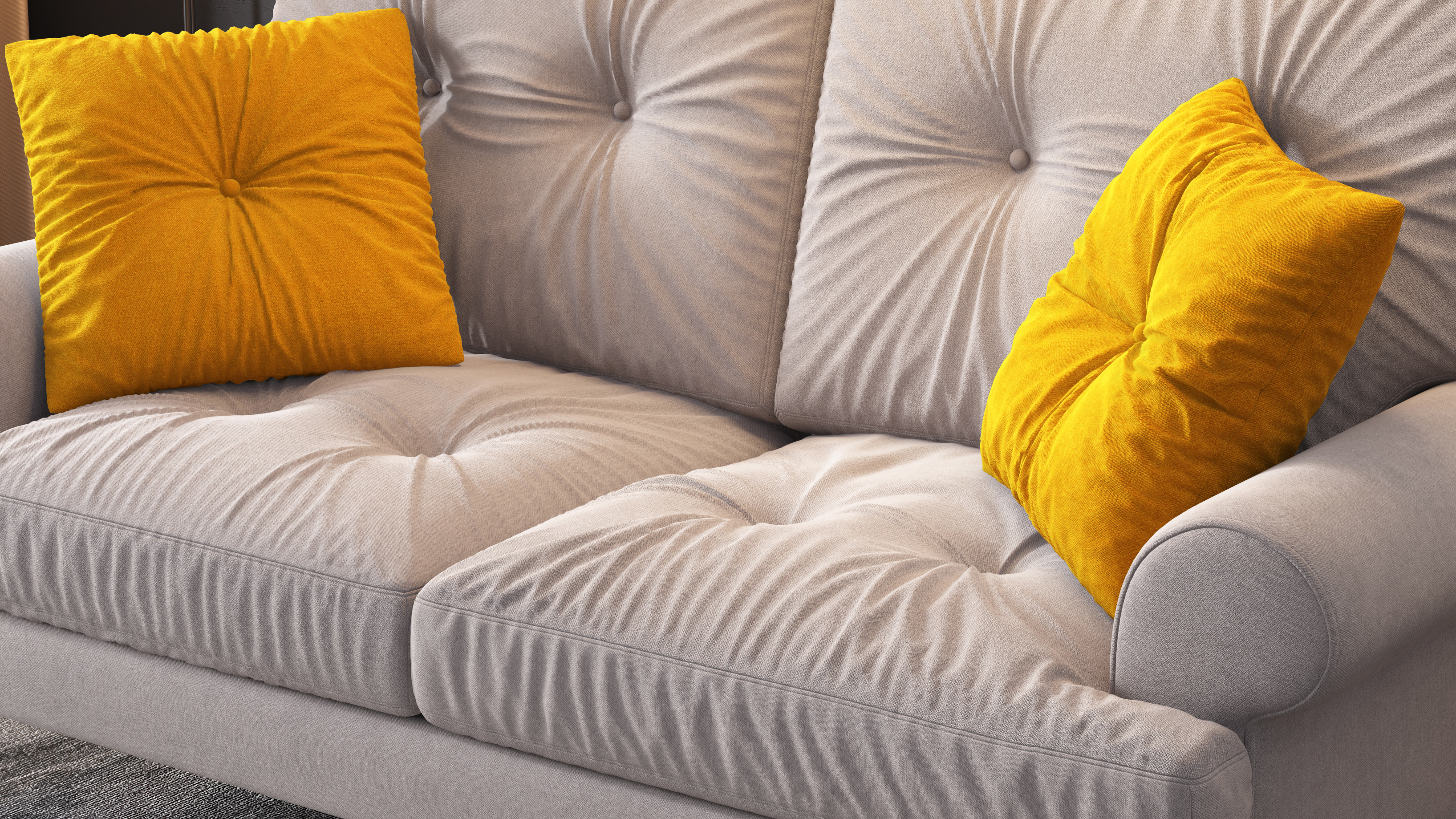 Furniture modeling and rendering animation tutorial，Sofa modeling and rendering tutorial，Fabric sofa，furniture design ，product design，Product modeling and rendering animation tutorial，Antique Valley fragrance，Sofa fold carving，