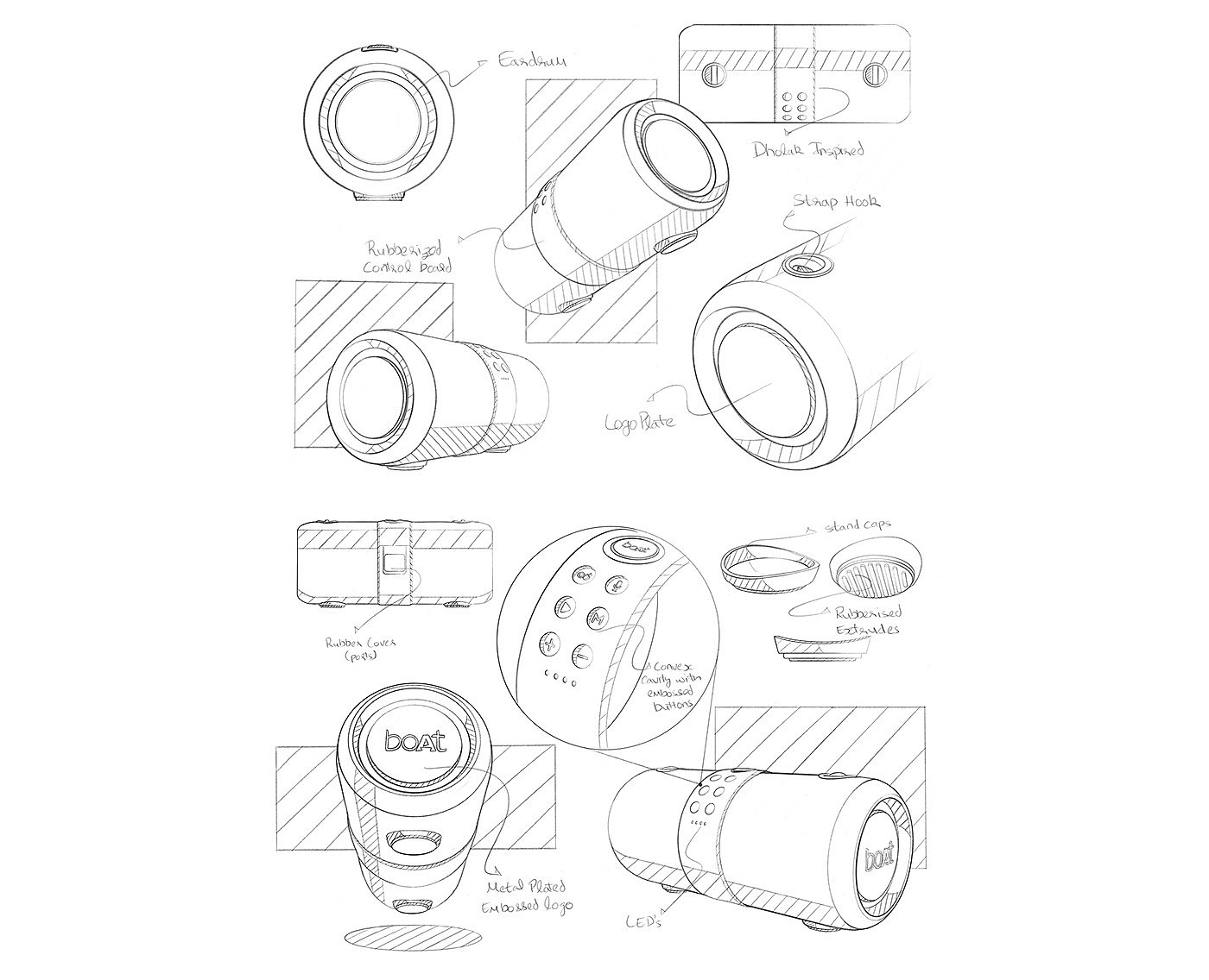 Young people in India，Portable loudspeaker，，boAt Stone 1200F，product design，cmf，duality，fashion，