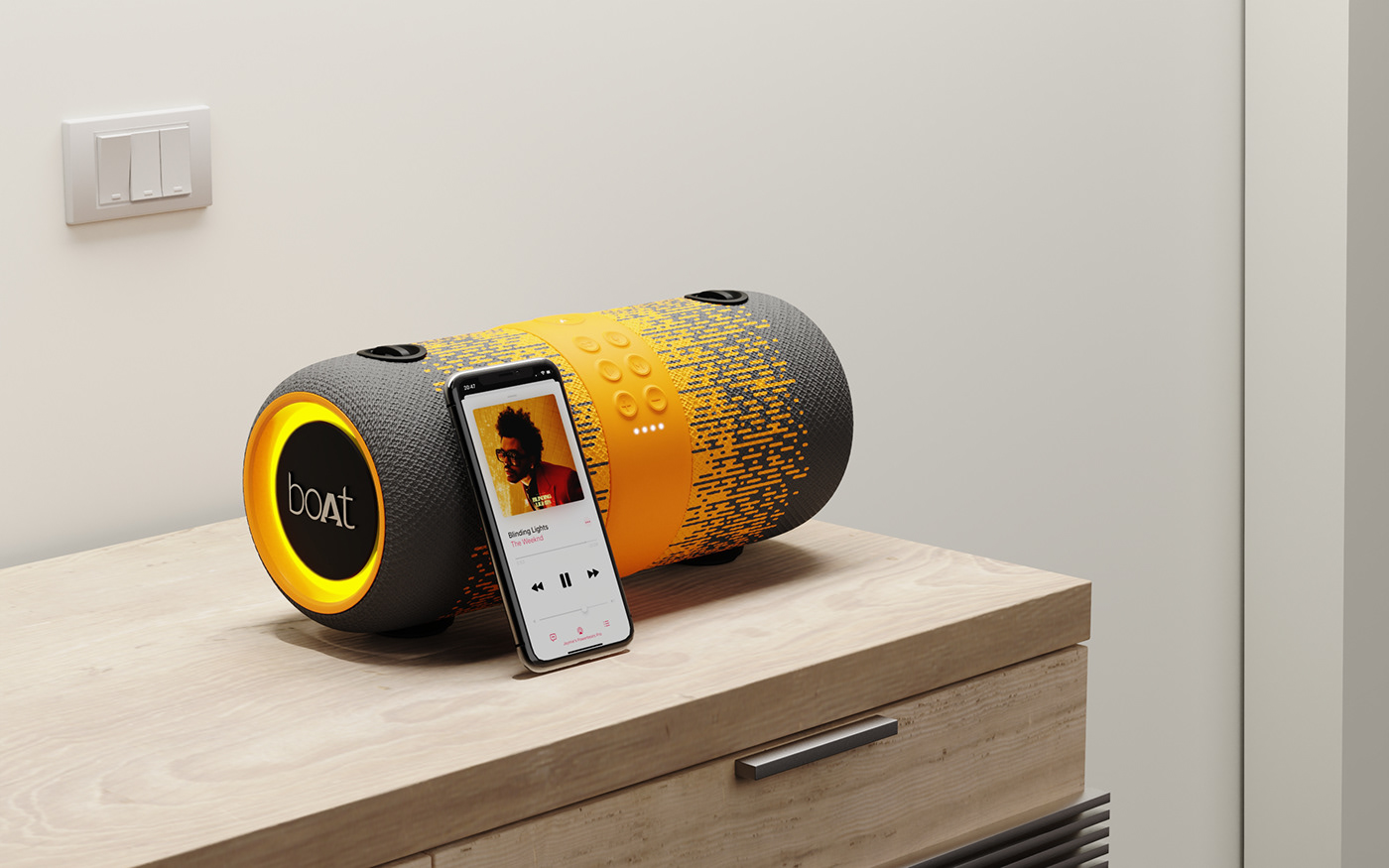 Young people in India，Portable loudspeaker，，boAt Stone 1200F，product design，cmf，duality，fashion，