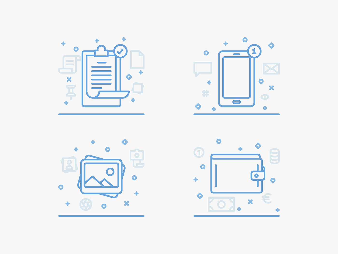 Monochrome Line Icons Collection - 普象网