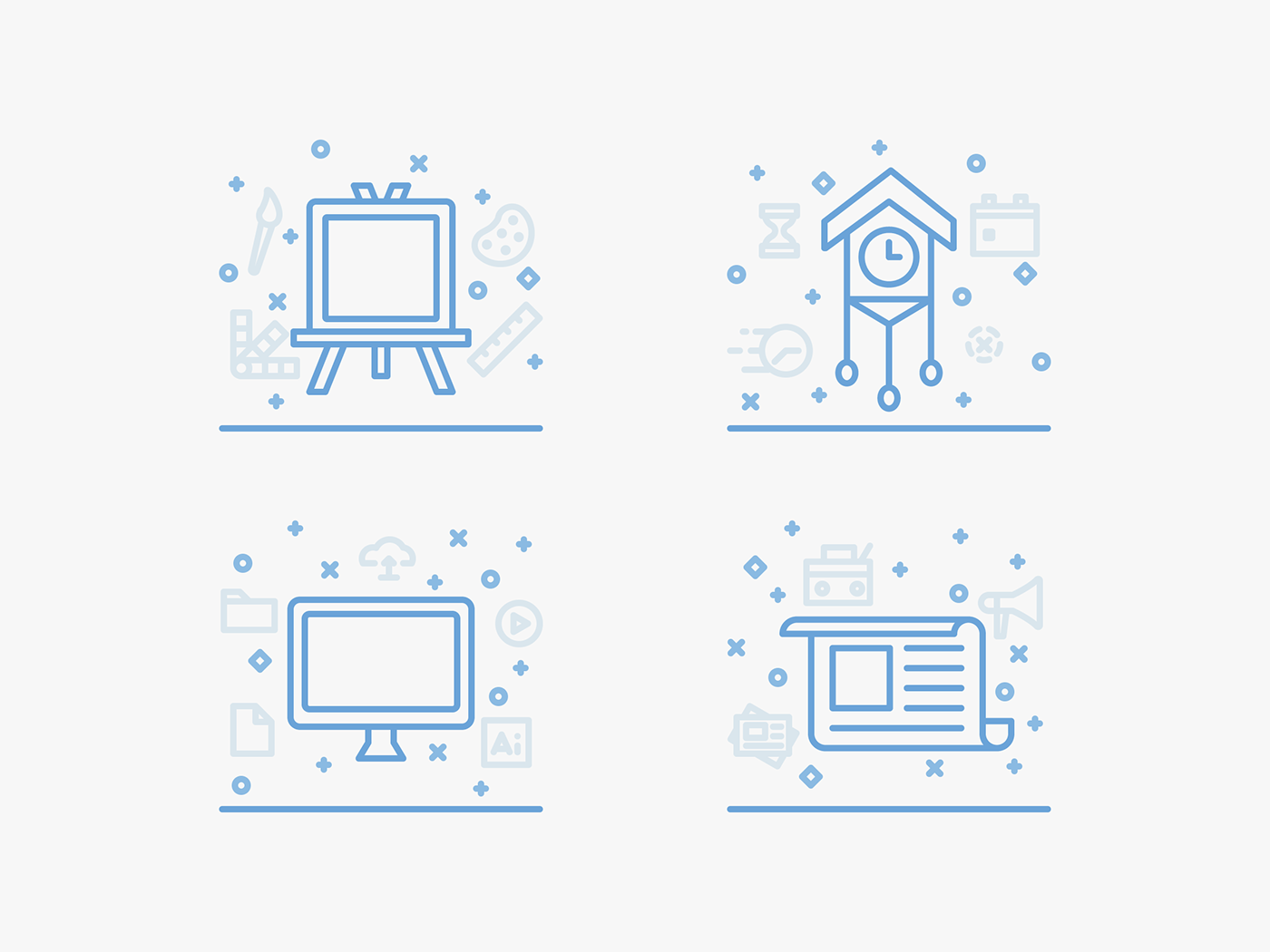 Monochrome Line Icons Collection - 普象网