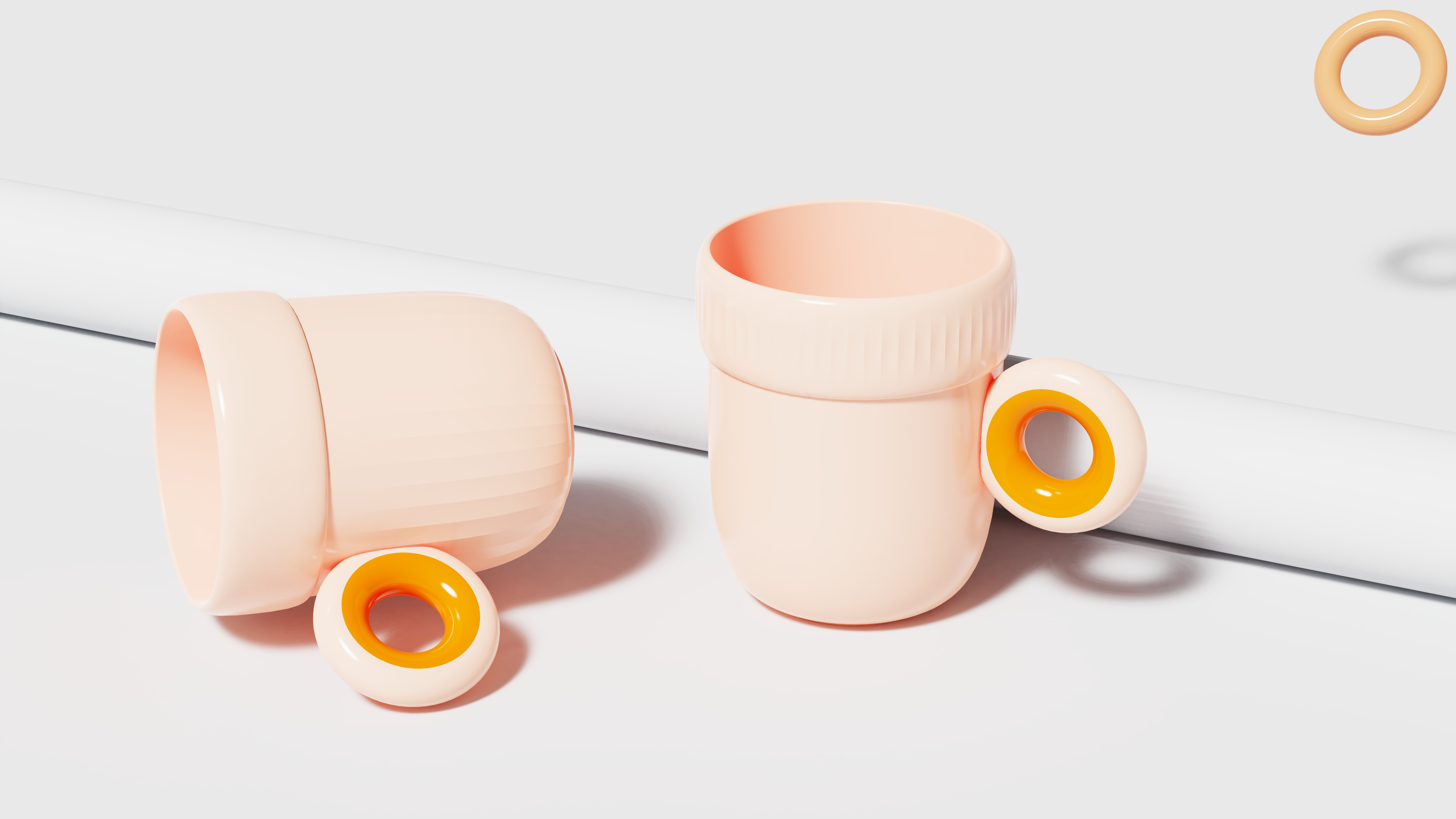 Mellow，lovely，adorable，Gargle cup，glass，doughnut，Cup for lovers，