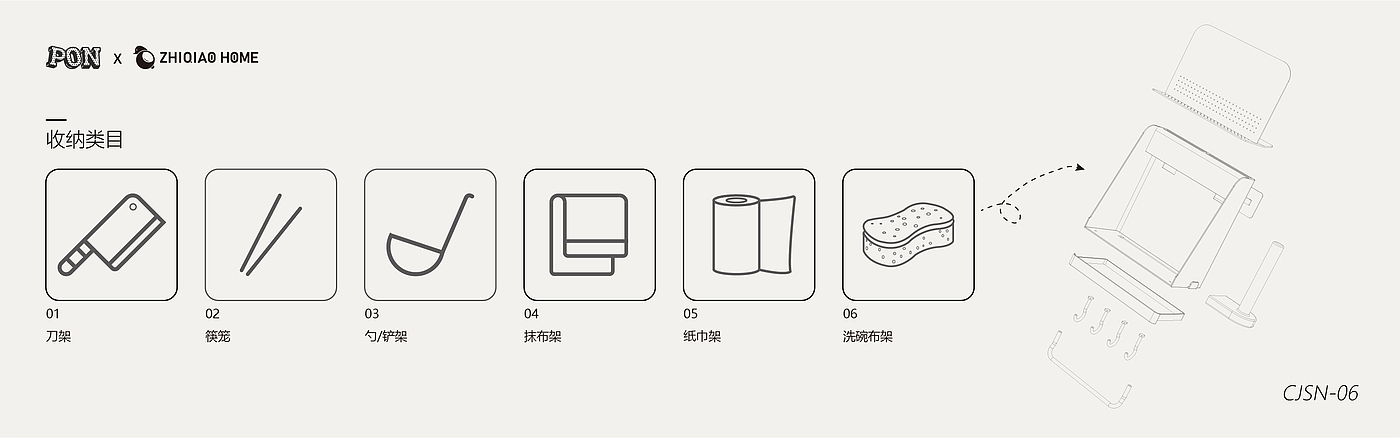 Kitchen storage，Kitchen supplies，Kitchenware storage rack，Receive，product design，