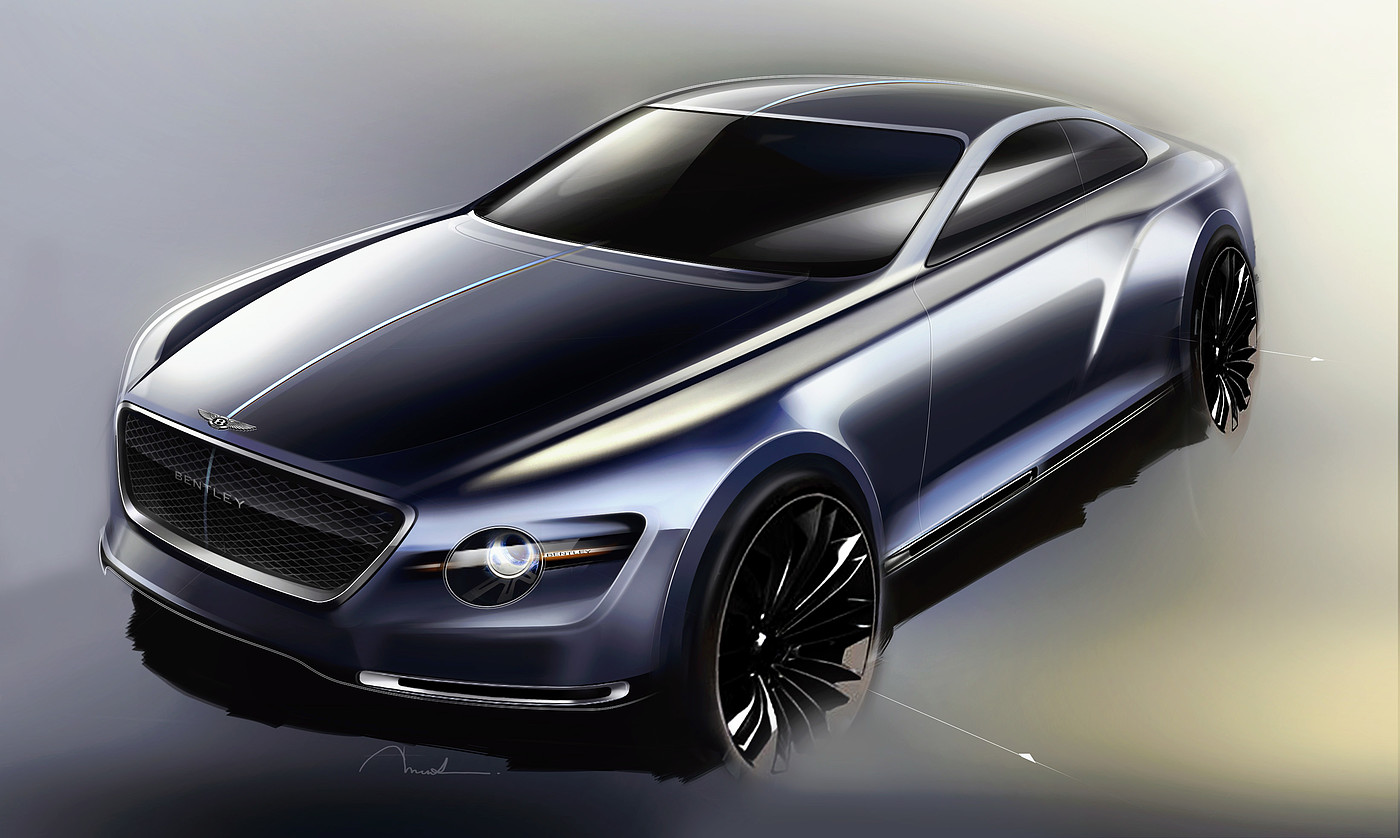 Hand drawn，Ubee ，draft，Automobile design，Pentax，Bentley，Bentley Continental GT，