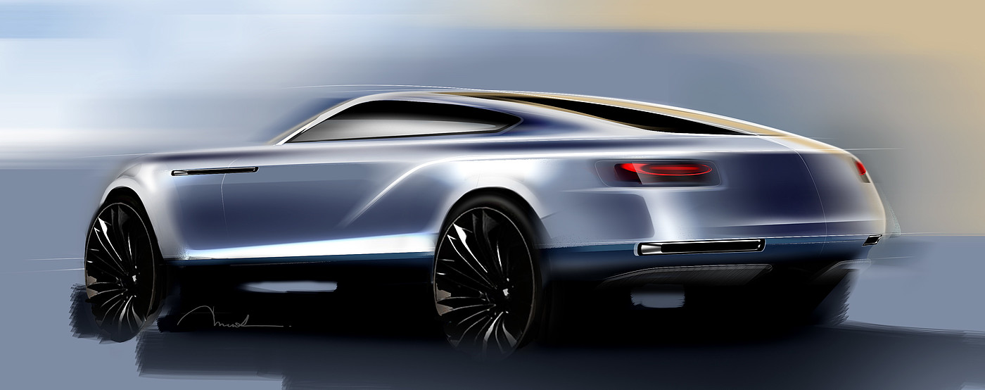 Hand drawn，Ubee ，draft，Automobile design，Pentax，Bentley，Bentley Continental GT，