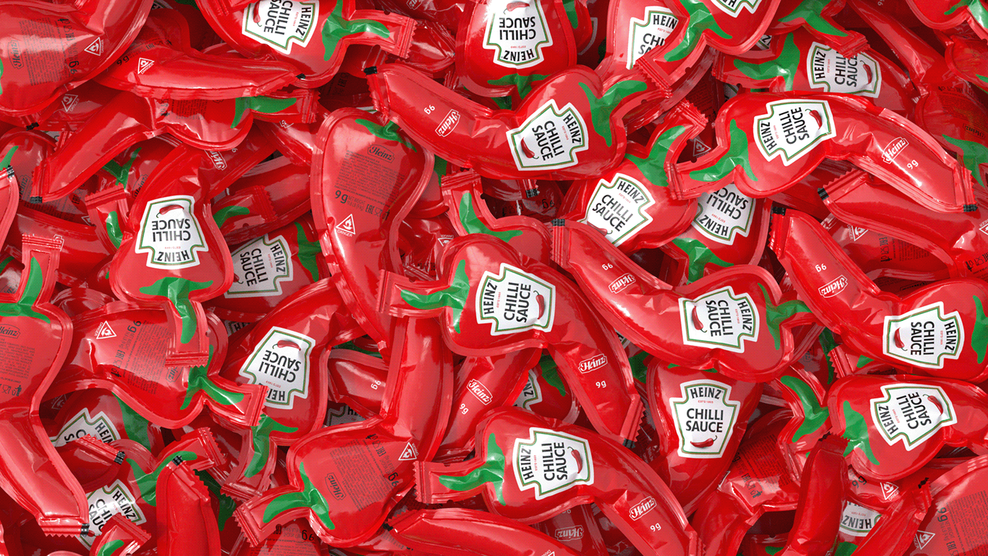 Pepper packaging，Heinz ，CHILLI SAUCE，packing design，