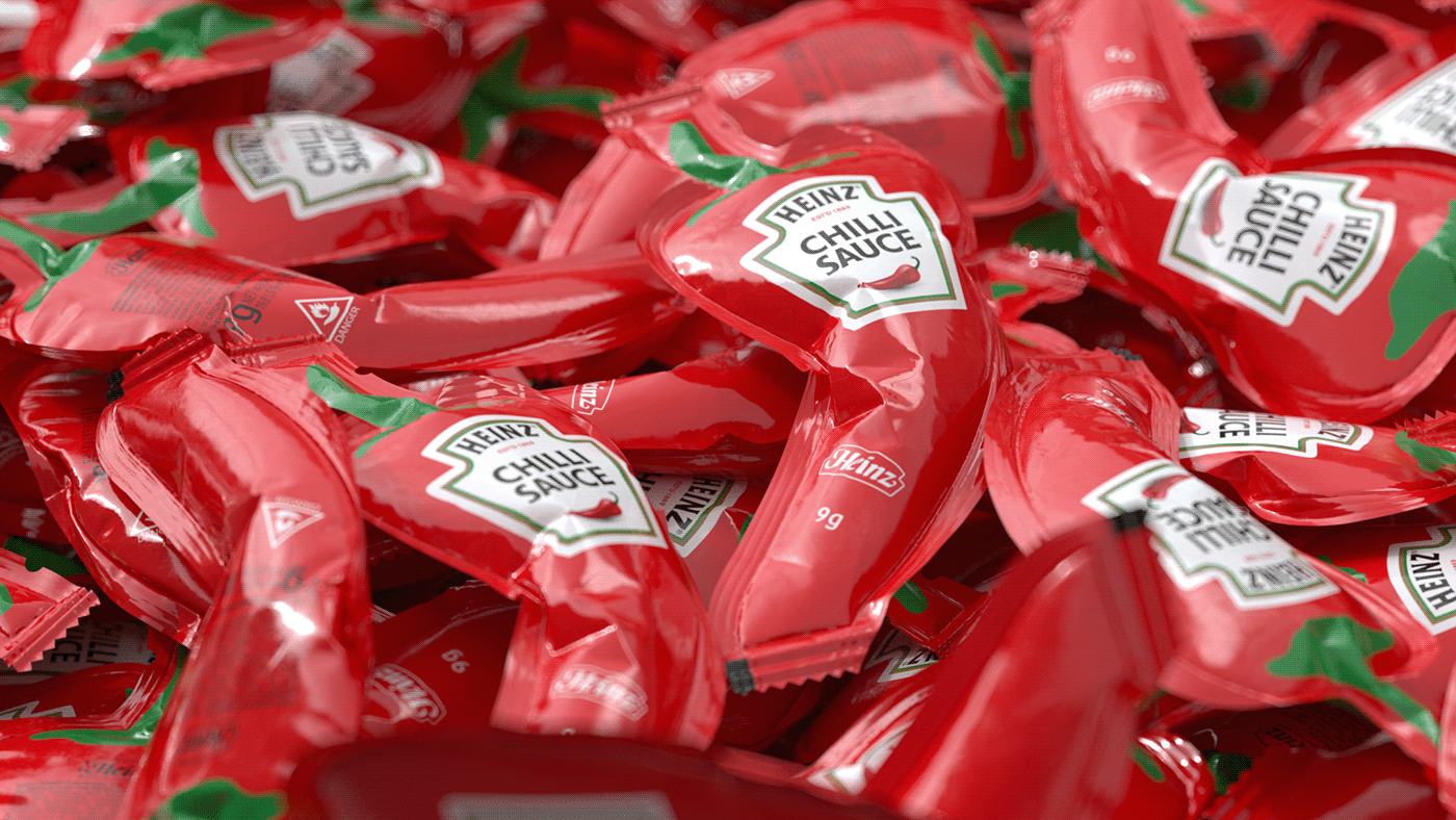 Pepper packaging，Heinz ，CHILLI SAUCE，packing design，