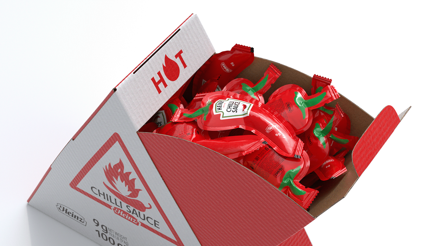 Pepper packaging，Heinz ，CHILLI SAUCE，packing design，