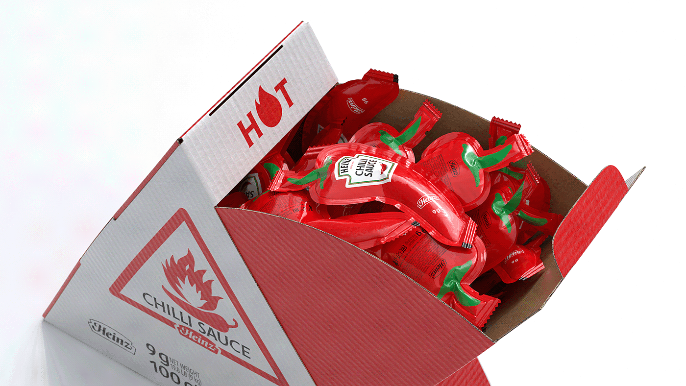 Pepper packaging，Heinz ，CHILLI SAUCE，packing design，