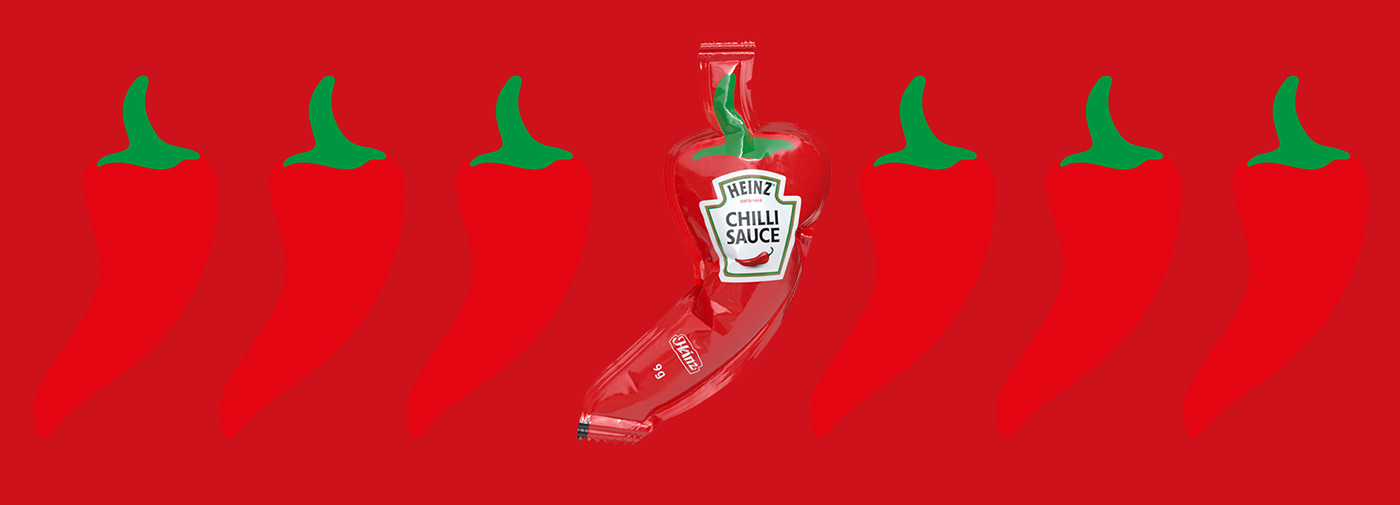 Pepper packaging，Heinz ，CHILLI SAUCE，packing design，
