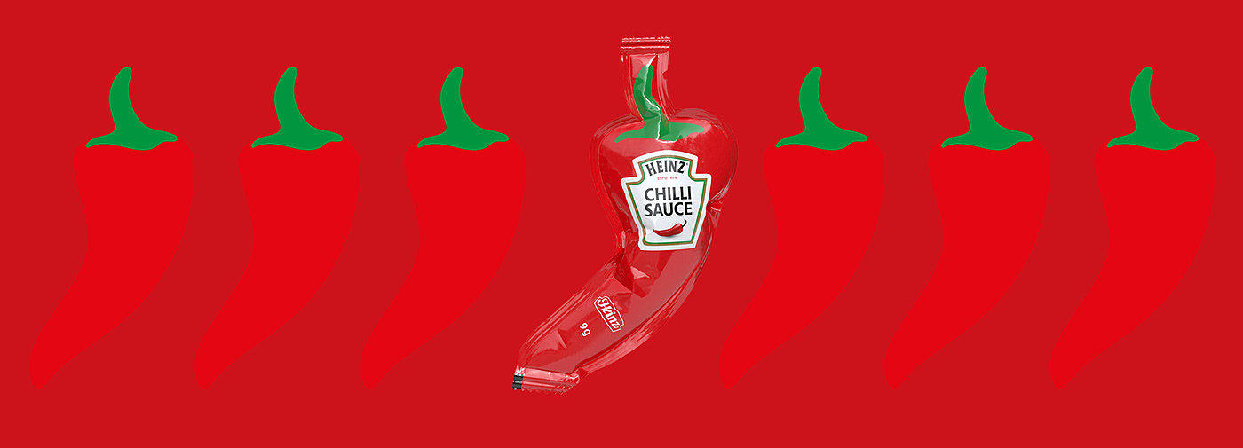 Pepper packaging，Heinz ，CHILLI SAUCE，packing design，