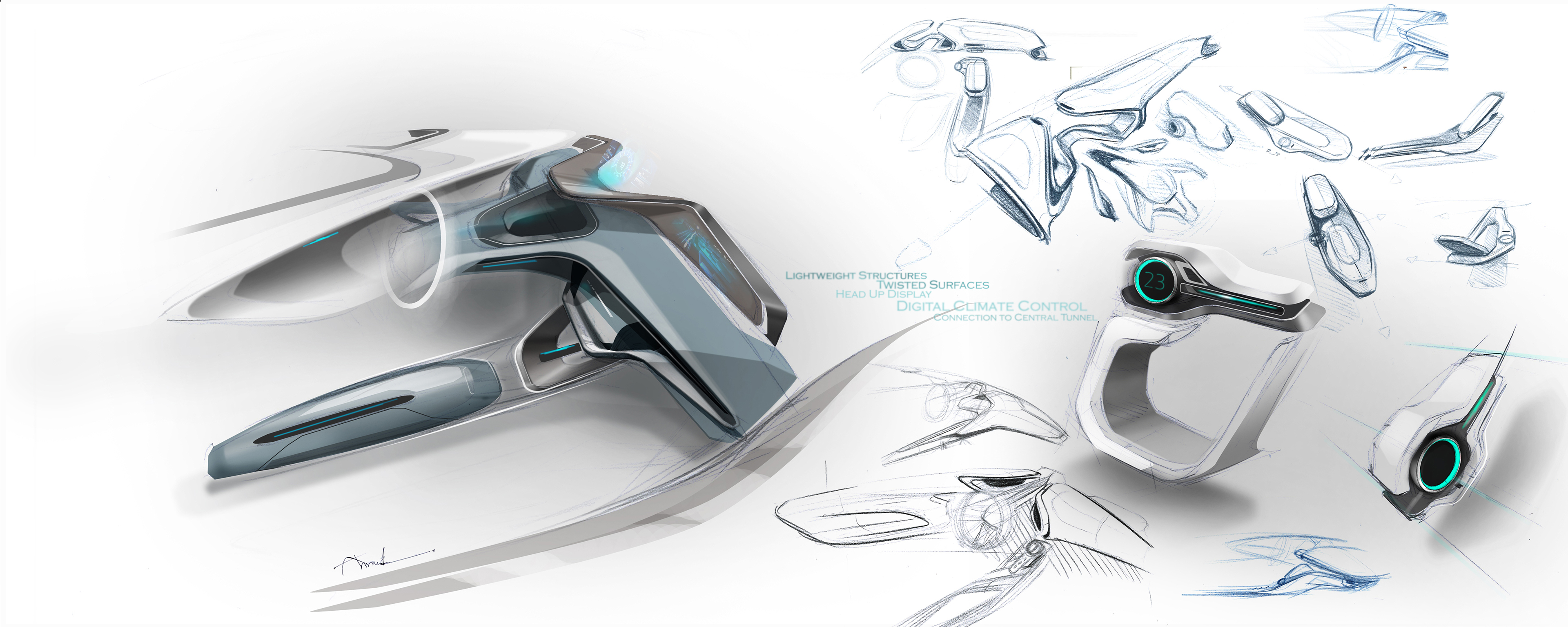 Hand drawn，kIa ，What Internal，Automotive interior，