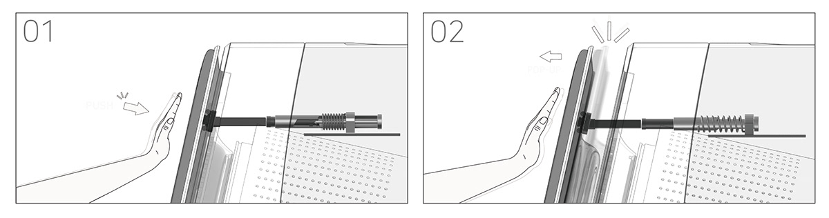 Jiheon Song，SLIP WASH，Washing machine product design，Opening and closing mode，Sliding washing machine，Ergonomics，Visual design，Wheelchair users，