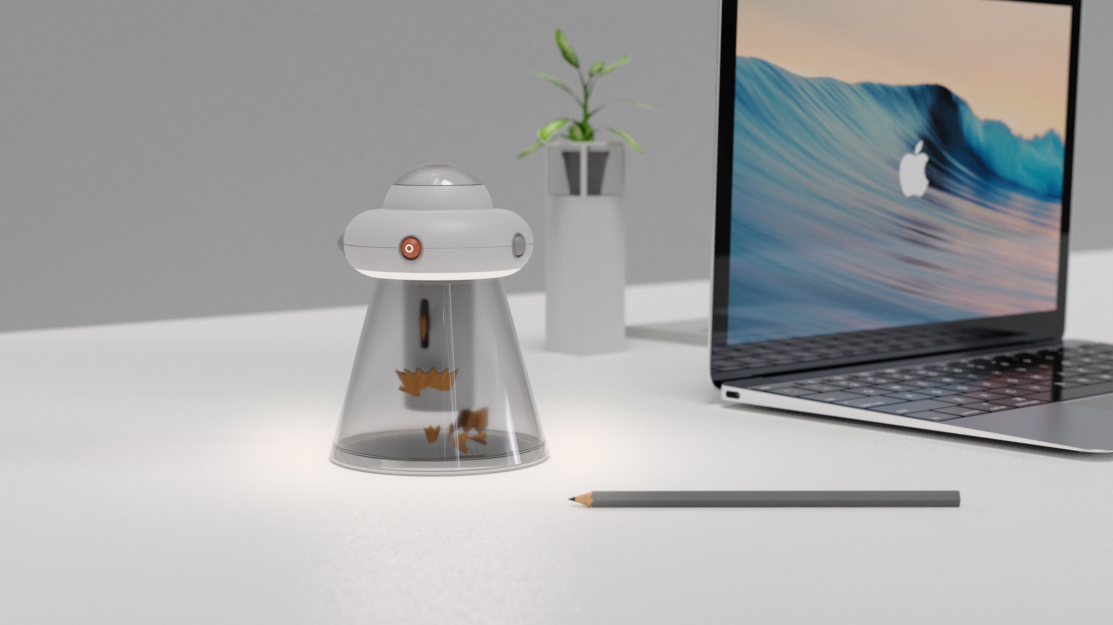 Product design, office supplies, electric pencil sharpener, atmosphere lamp，