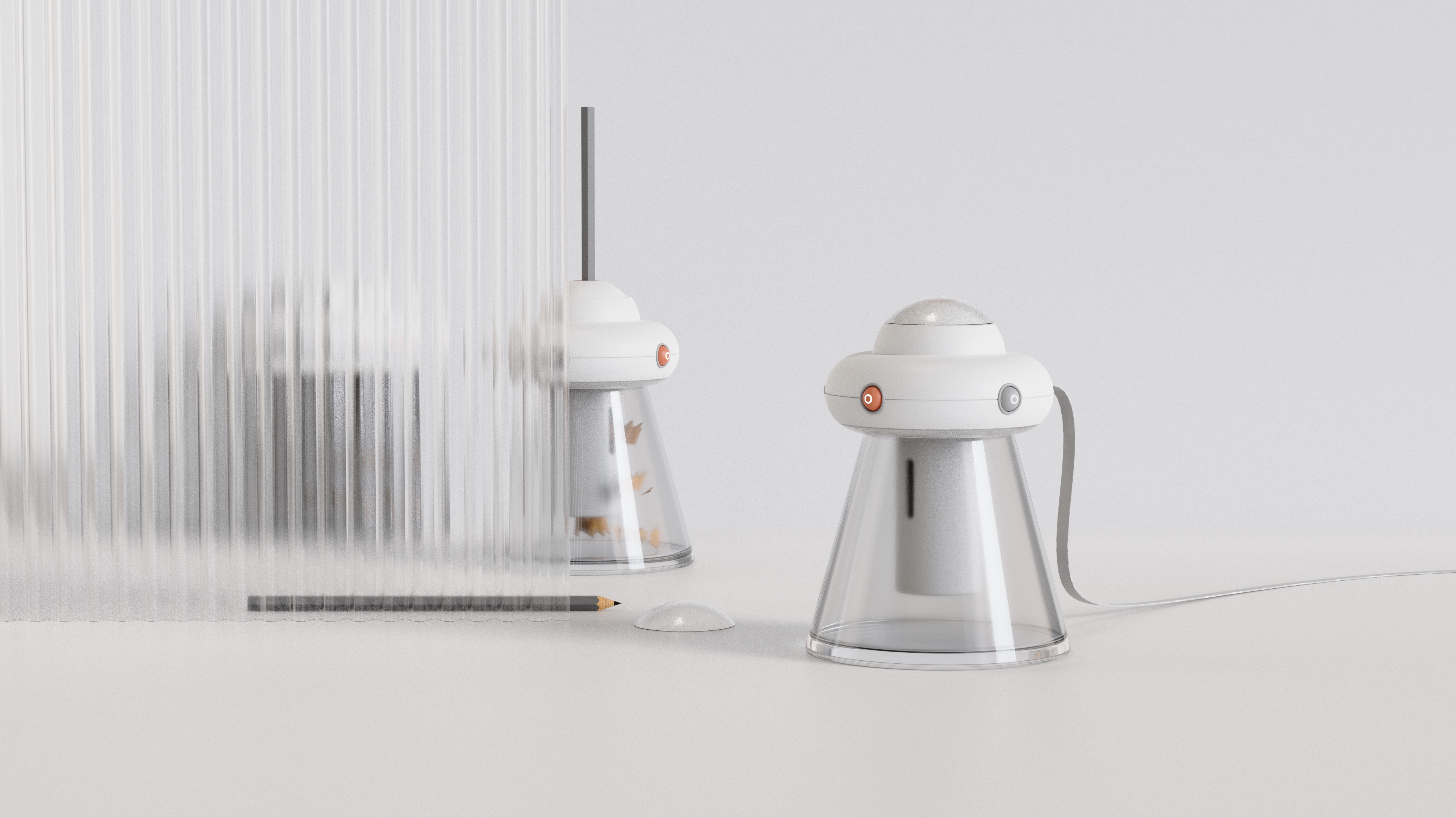 Product design, office supplies, electric pencil sharpener, atmosphere lamp，