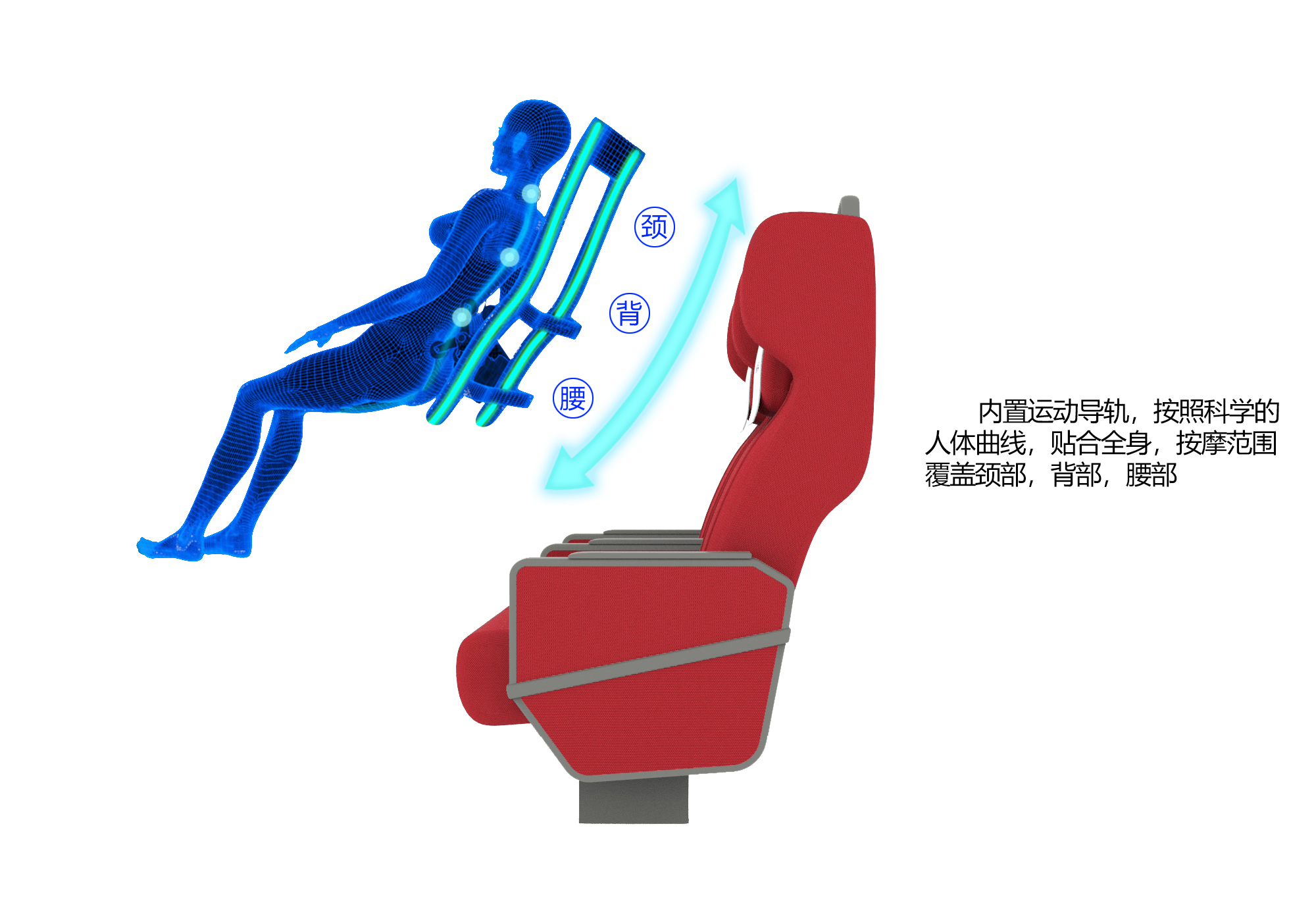 High speed railway massage chair，Shared massage，