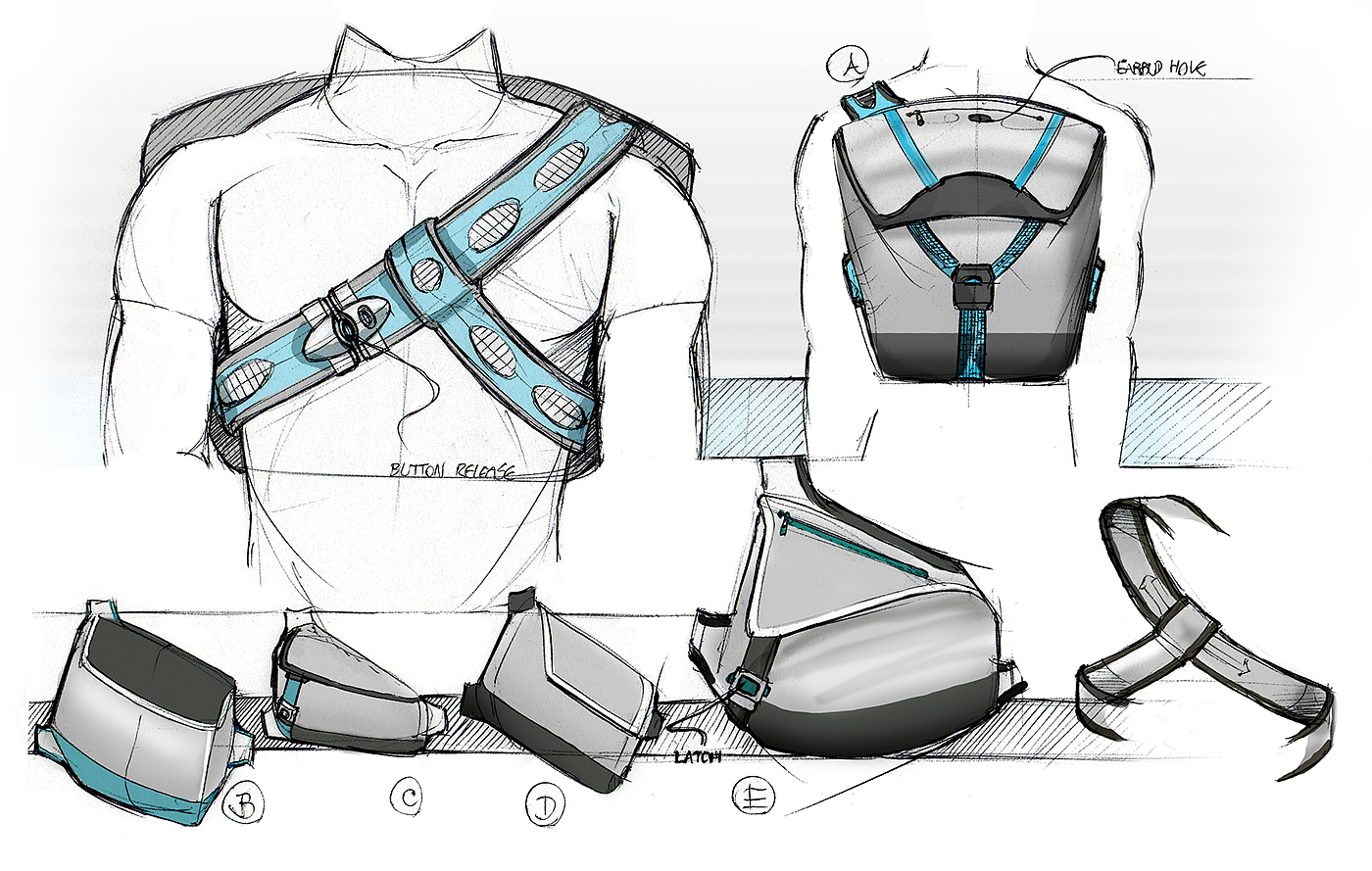 marker pen，Hand drawn，knapsack，
