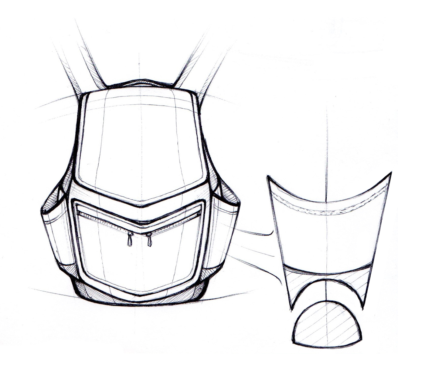 marker pen，Hand drawn，knapsack，