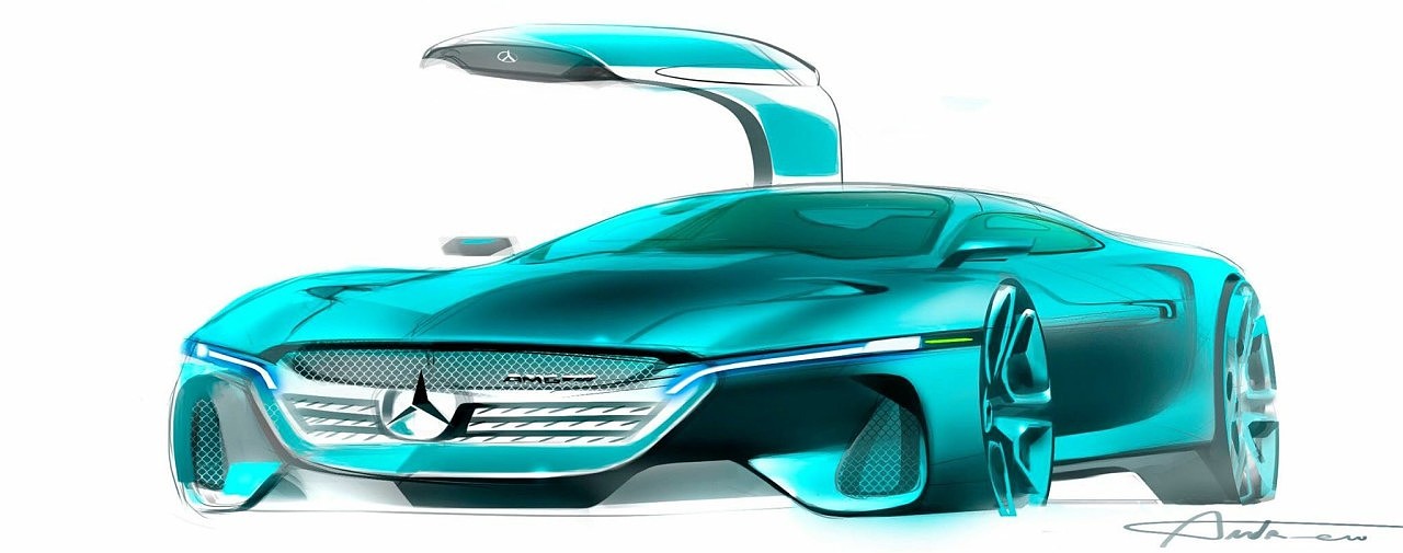 Hand drawn，Sports car，automobile，Benz，audi，