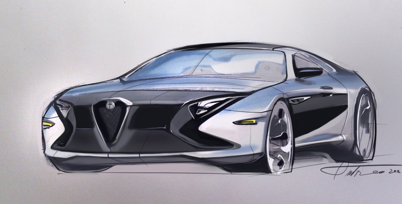 红色,蓝色,越野车,跑车,手绘