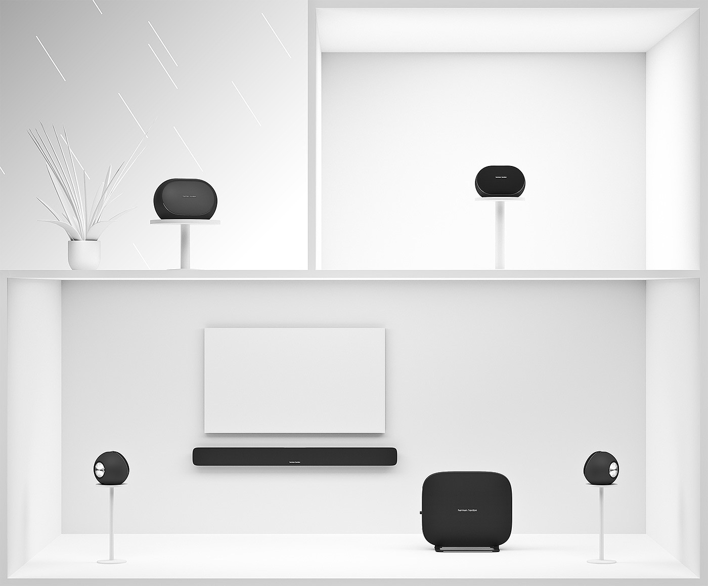 loudspeaker box，harman kardon ，design sketch，