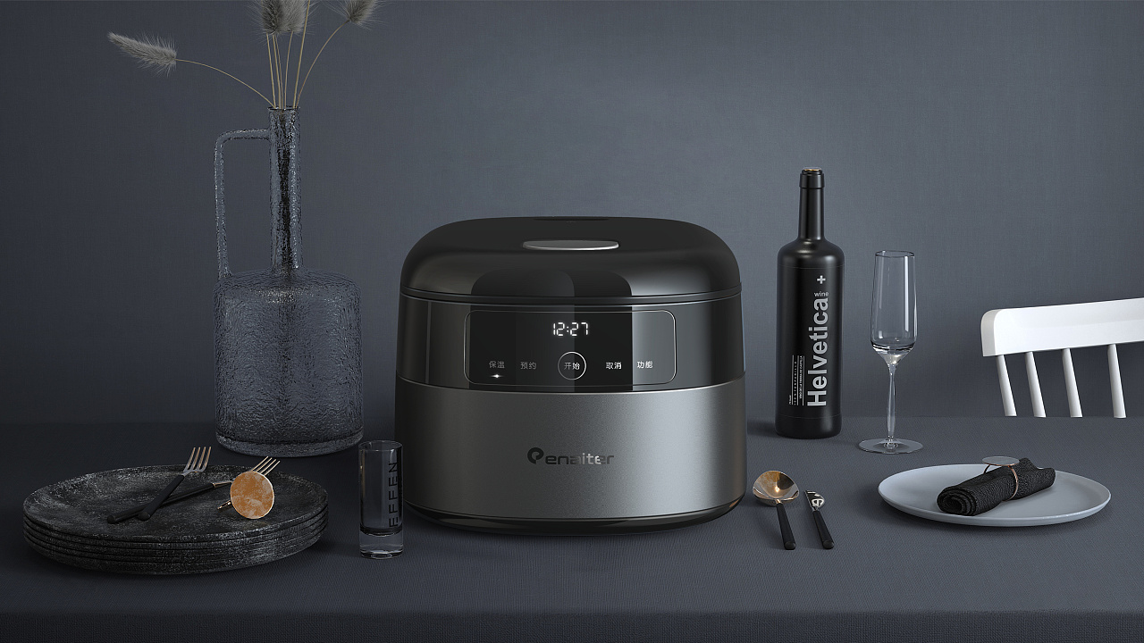 product design，Home appliance design，small home appliances，rice cooker，rice cooker，Render，
