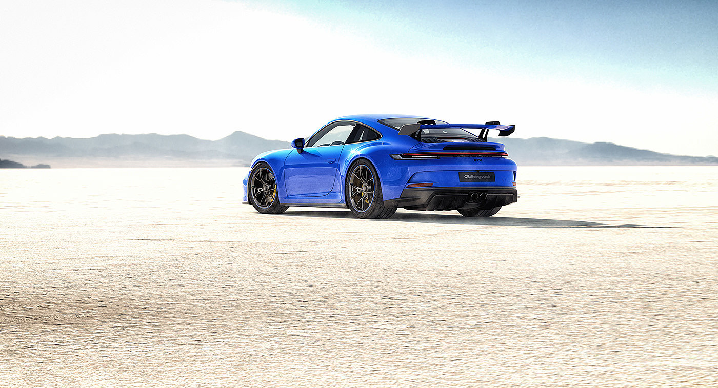 Porsche，cgi，Sports car，Salt Beach，Render Scene ，