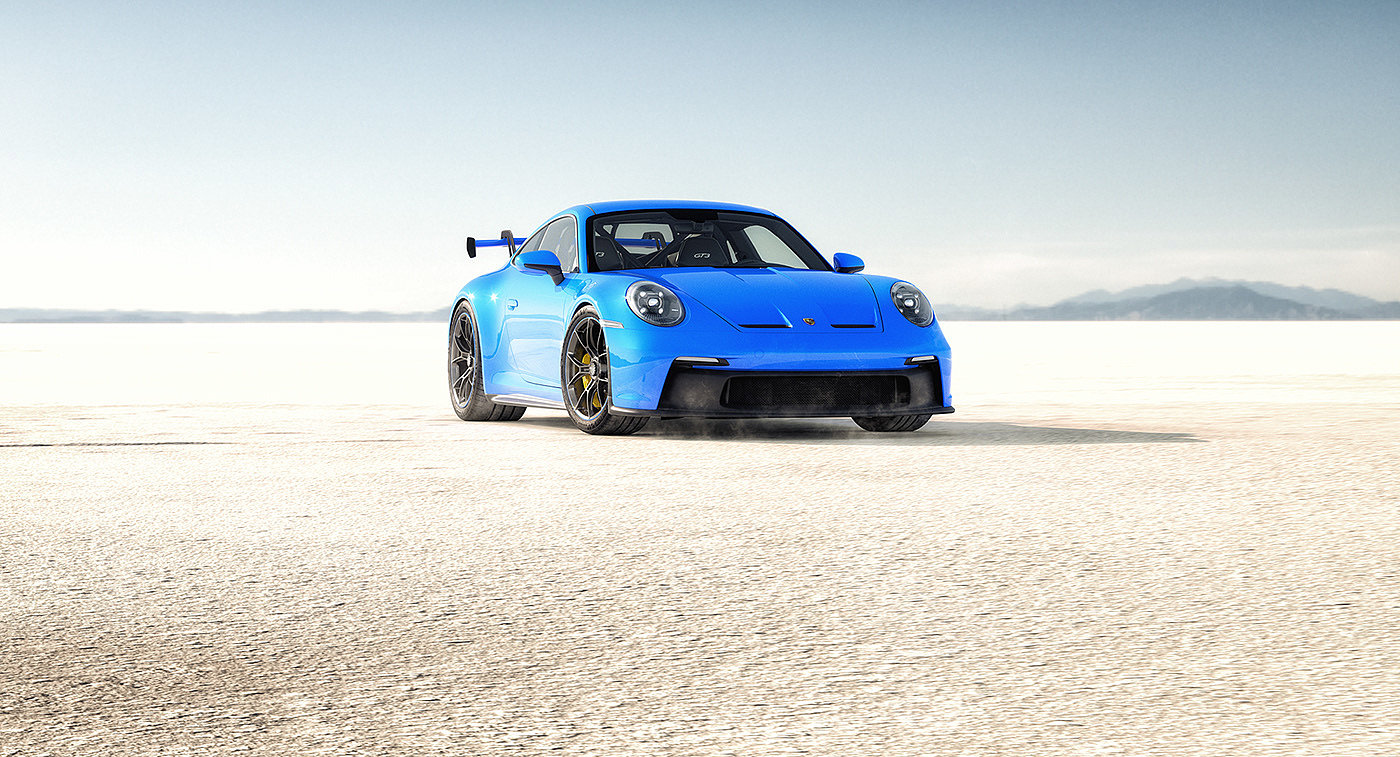 Porsche，cgi，Sports car，Salt Beach，Render Scene ，