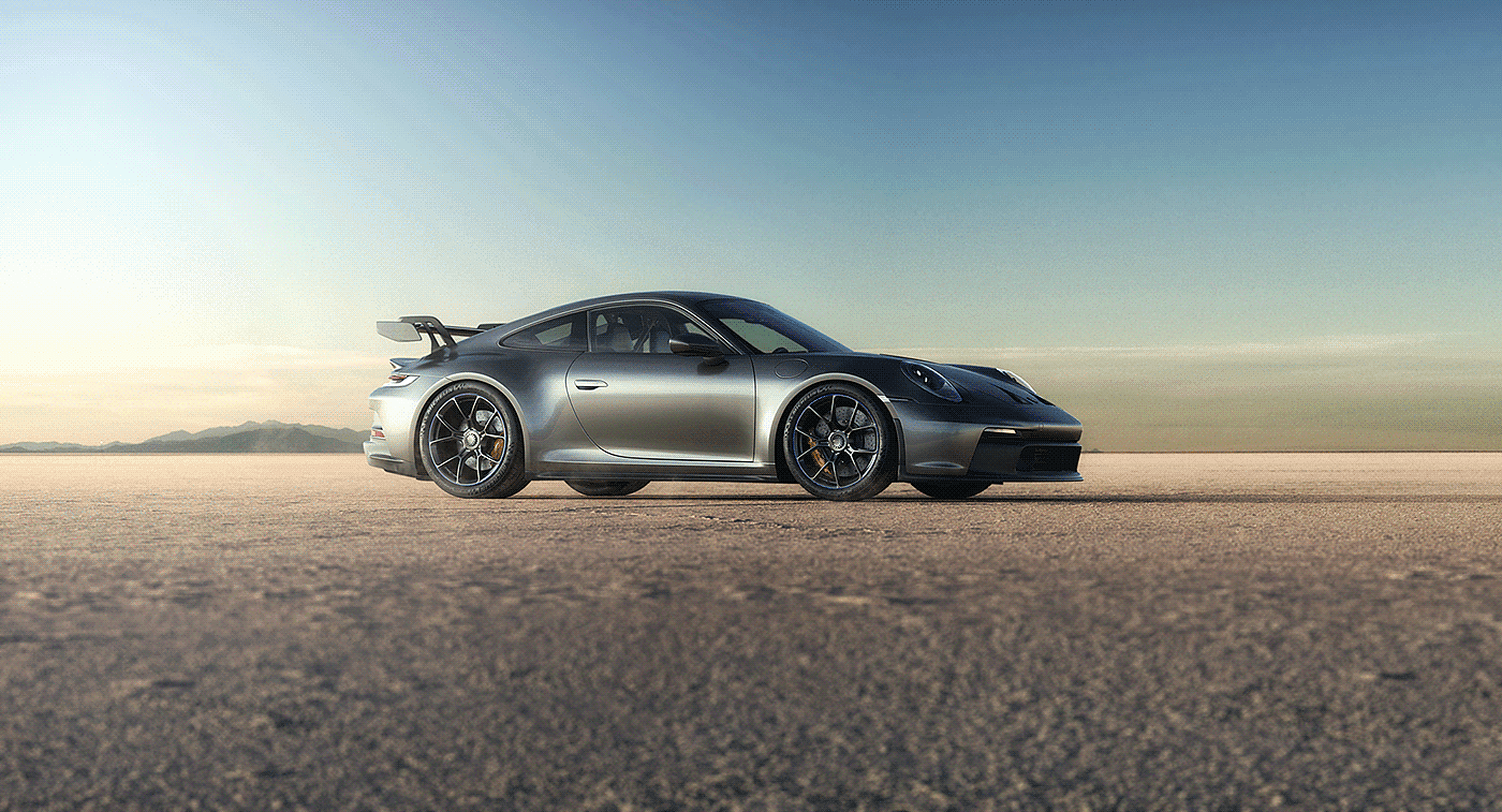 Porsche，cgi，Sports car，Salt Beach，Render Scene ，